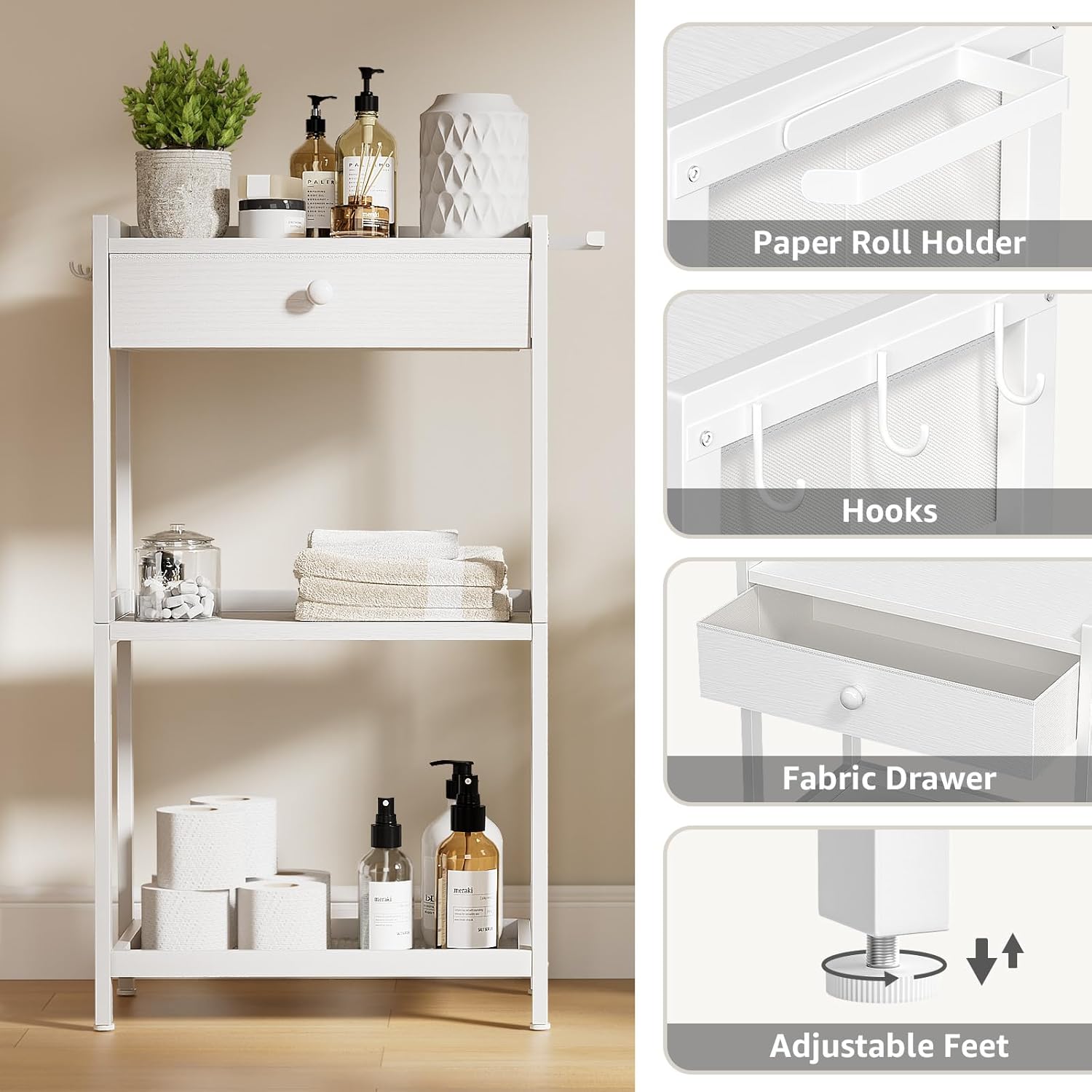 MEUIS Rustic Farmhouse Standing Organizer Durable Ladder Style for Towels Gaskets