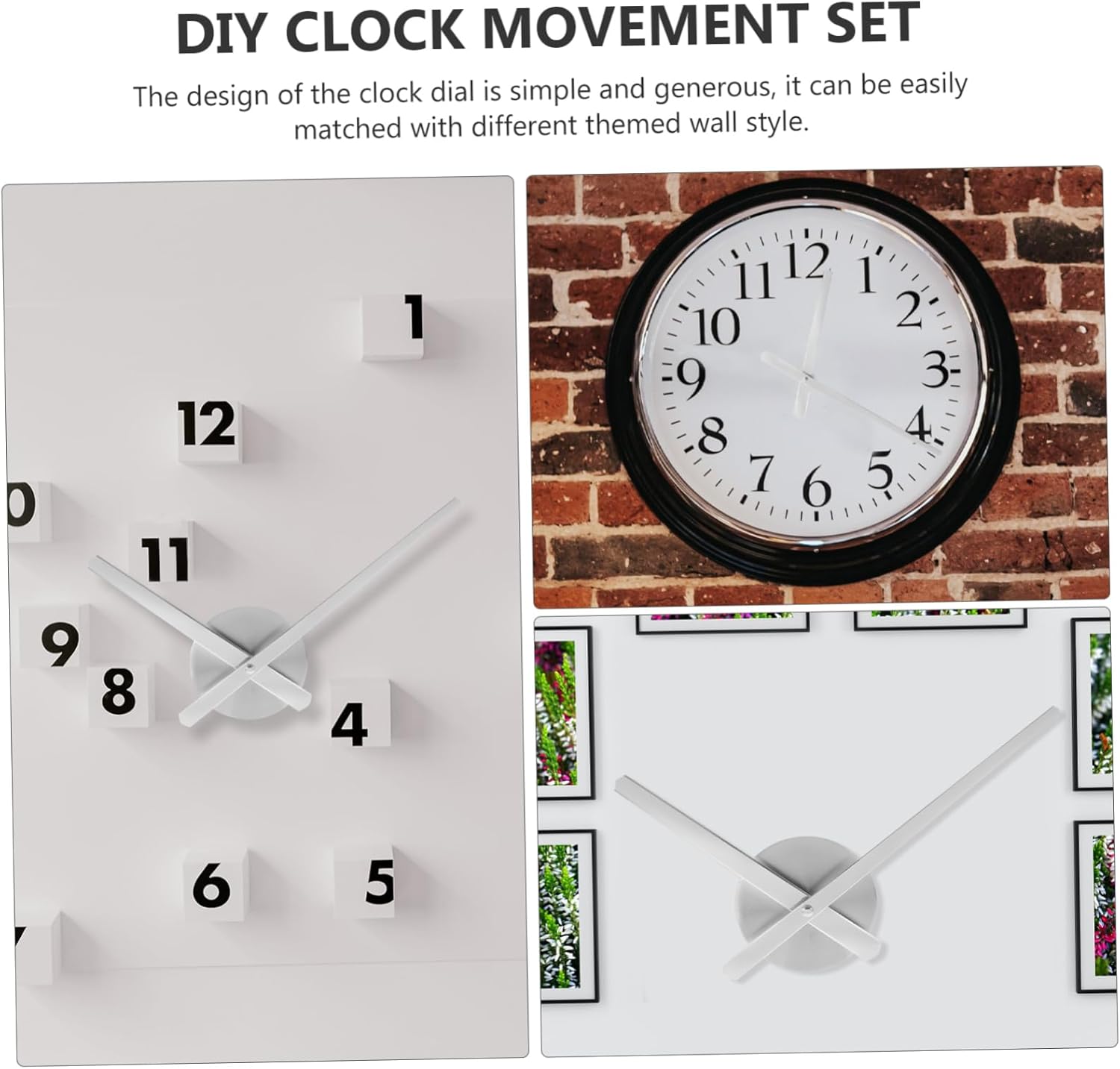 Amosfun DIY Wall Clock Hands Kit Metal 3D Dial Movement