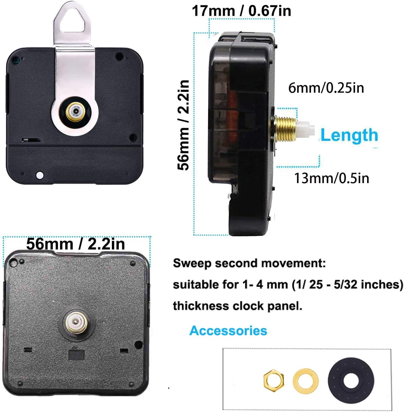 High-Quality Battery-Operated Clock Movement Parts for DIY Repair 2-Pack