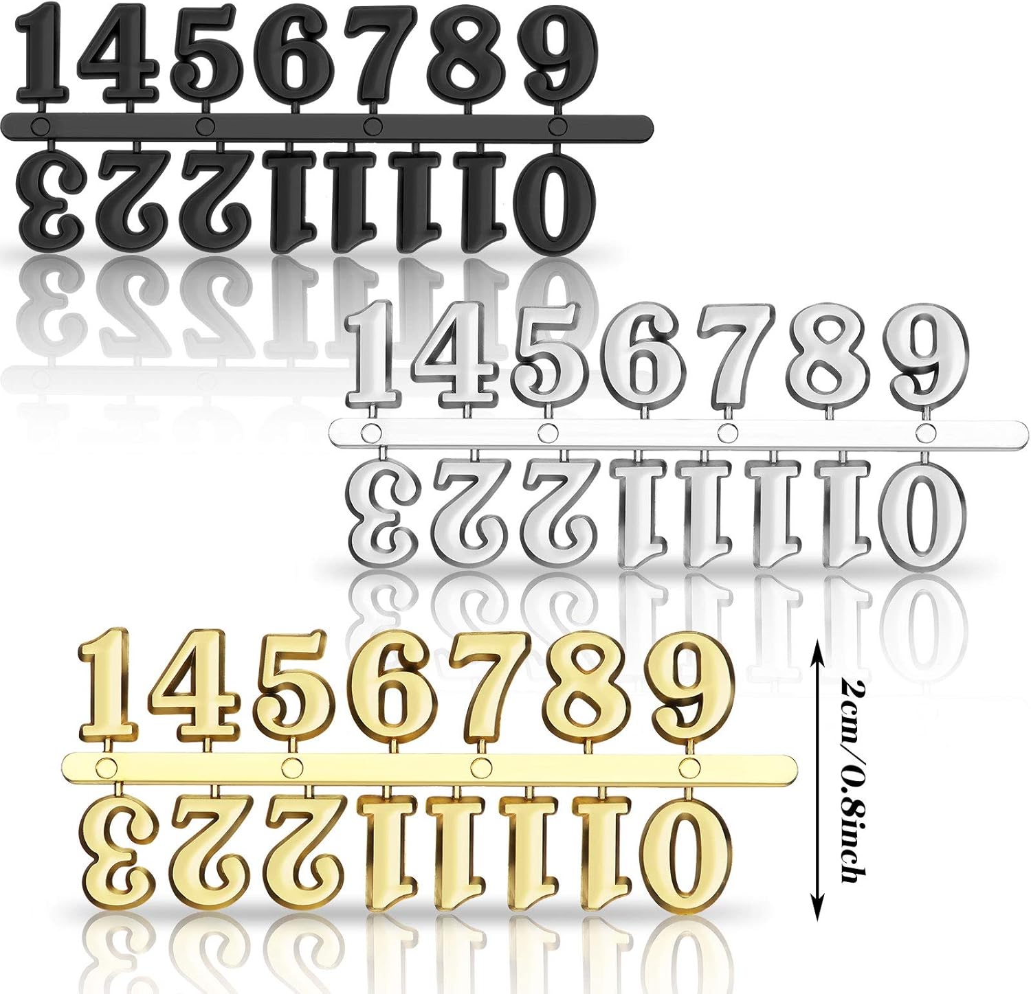 Clock Numbers Kit BlackSilverGold Clock Numbers Replacement 15 Pieces