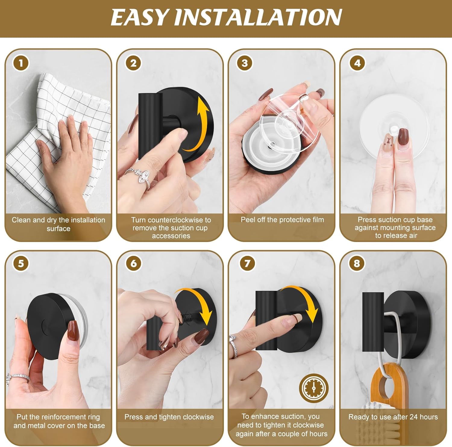 Two-Piece Suction Cup Hooks for Showers
