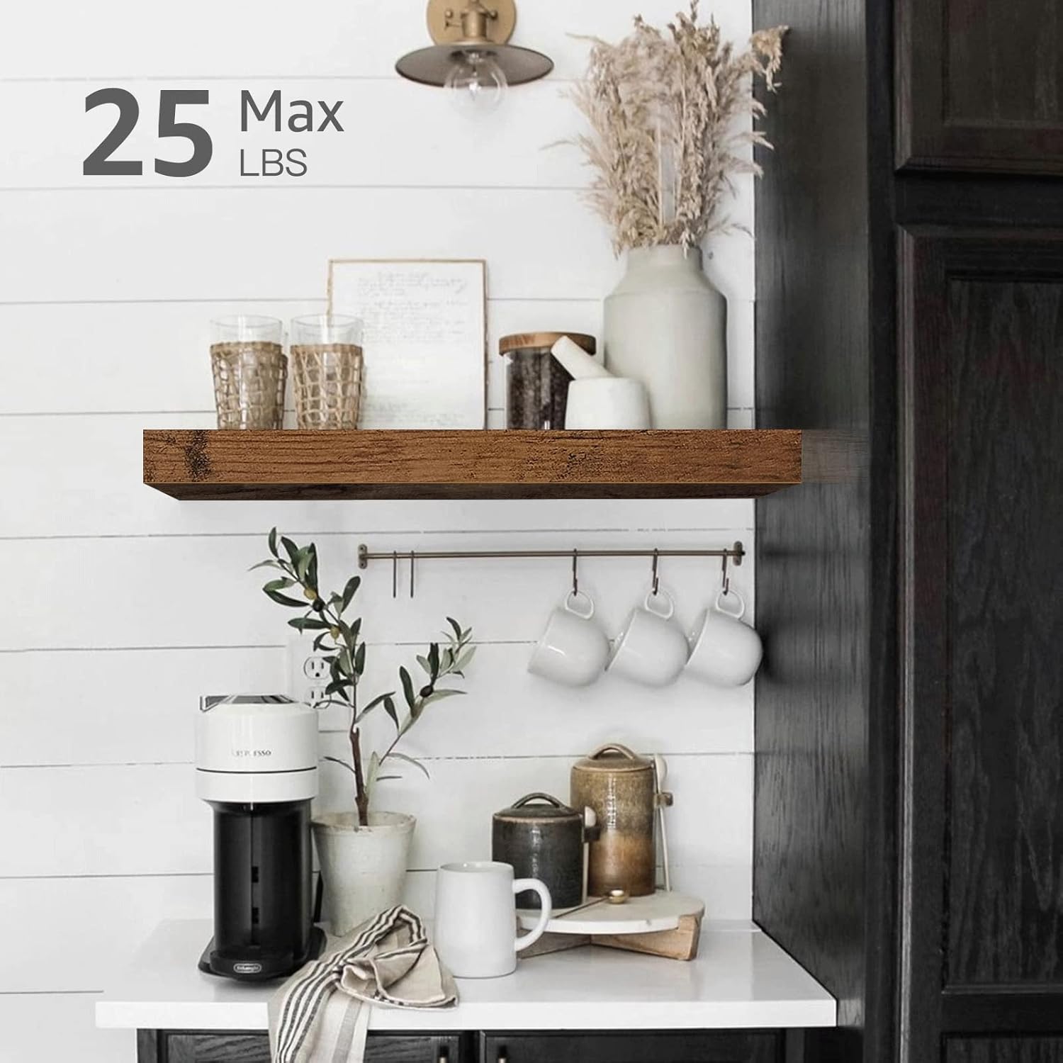Wall-Mounted Floating Shelves for Bathroom Rustic Brown Set of 2