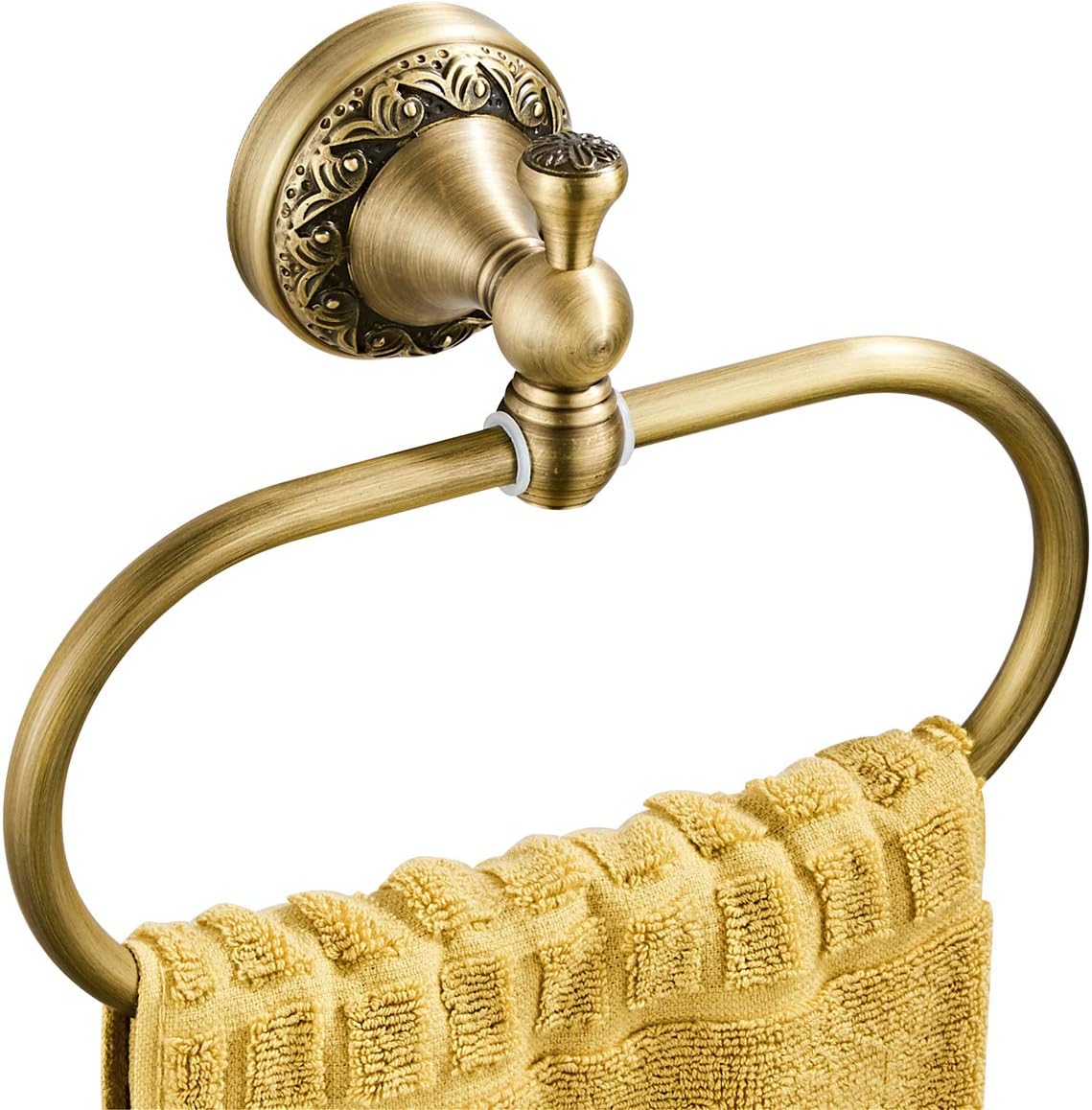 Flybath Oval Towel Ring Antique Brass Exquisite Pattern Carving