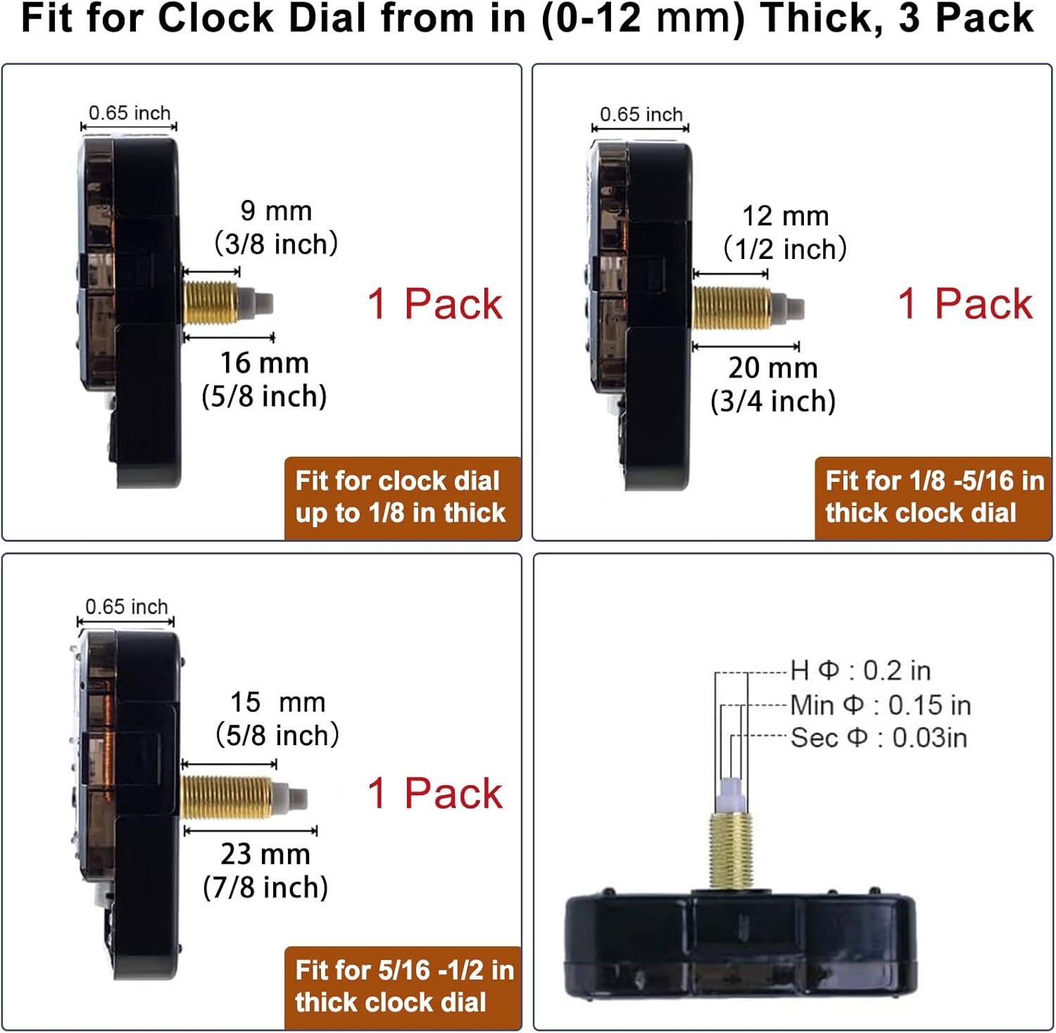 EMOOM 3-Piece Silent Clock Mechanism Kit