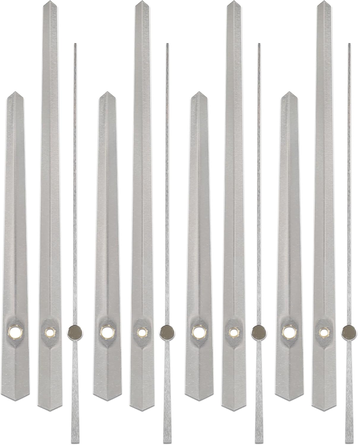 Silver Replacement Clock Hands Kit for Thick Shaft Mechanisms 8 Set