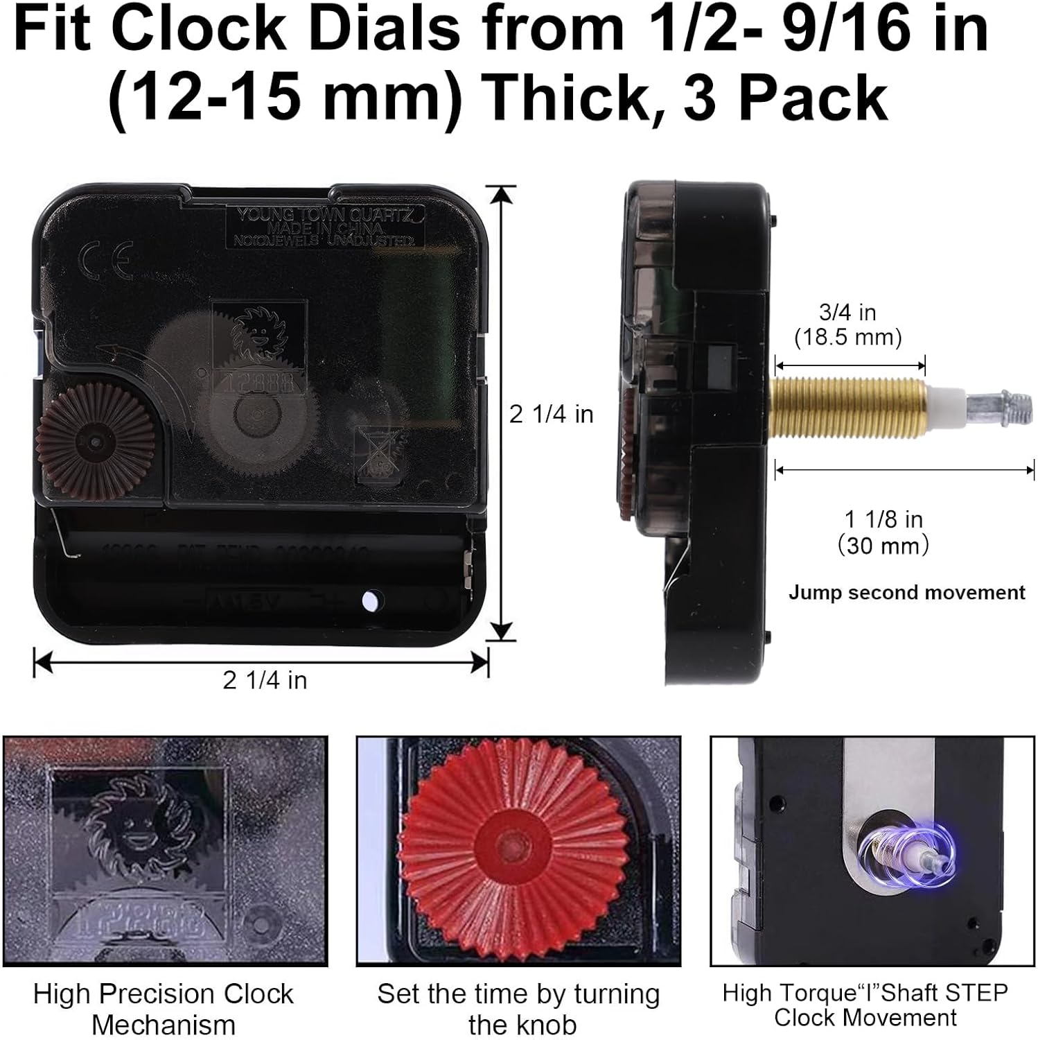 Precision Clock Movement Mechanism with High Torque 11-Inch Spade Hands
