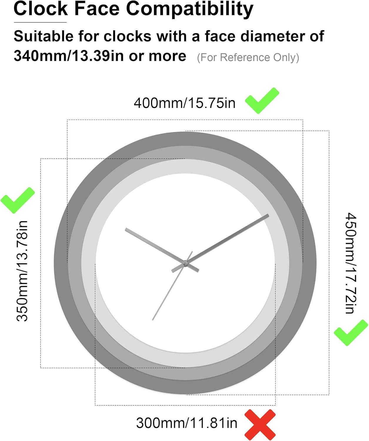 Clock Hands Only Silver 8 Set