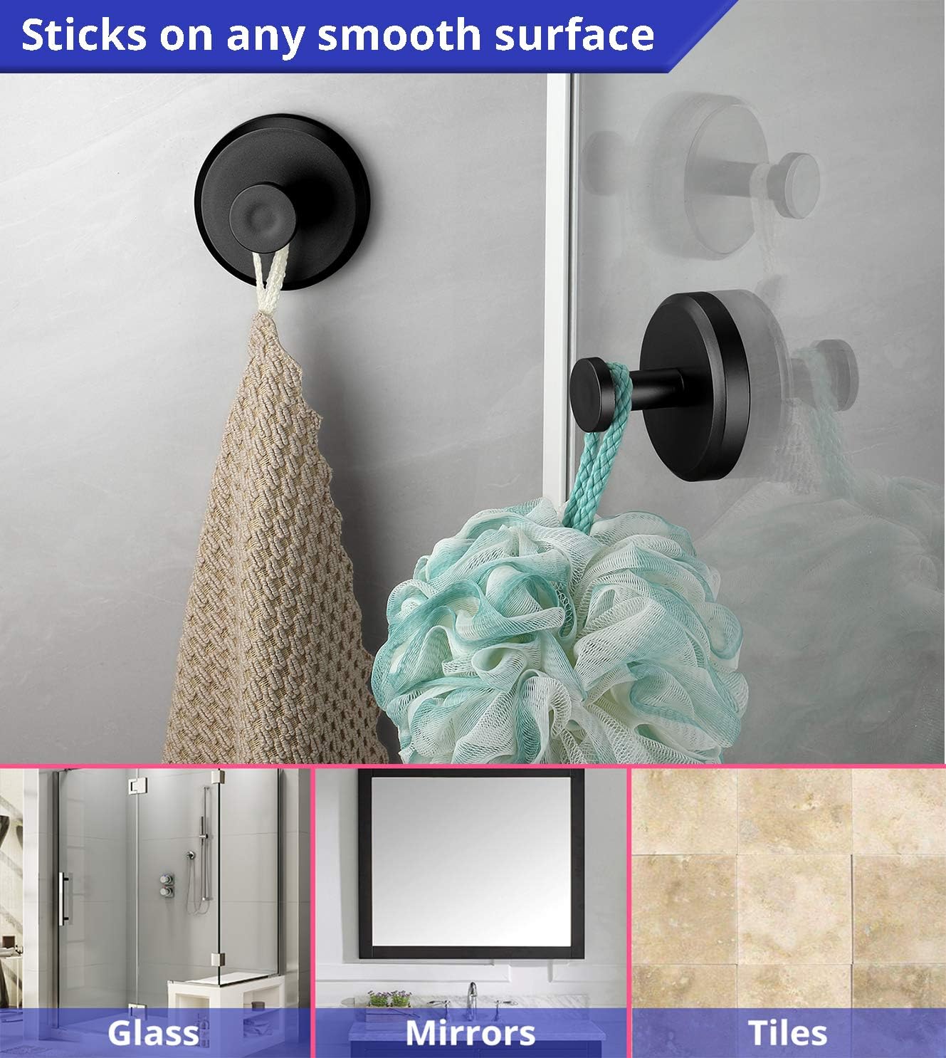 Simple 4-Pack Suction Cup Hooks Perfect for Showers More