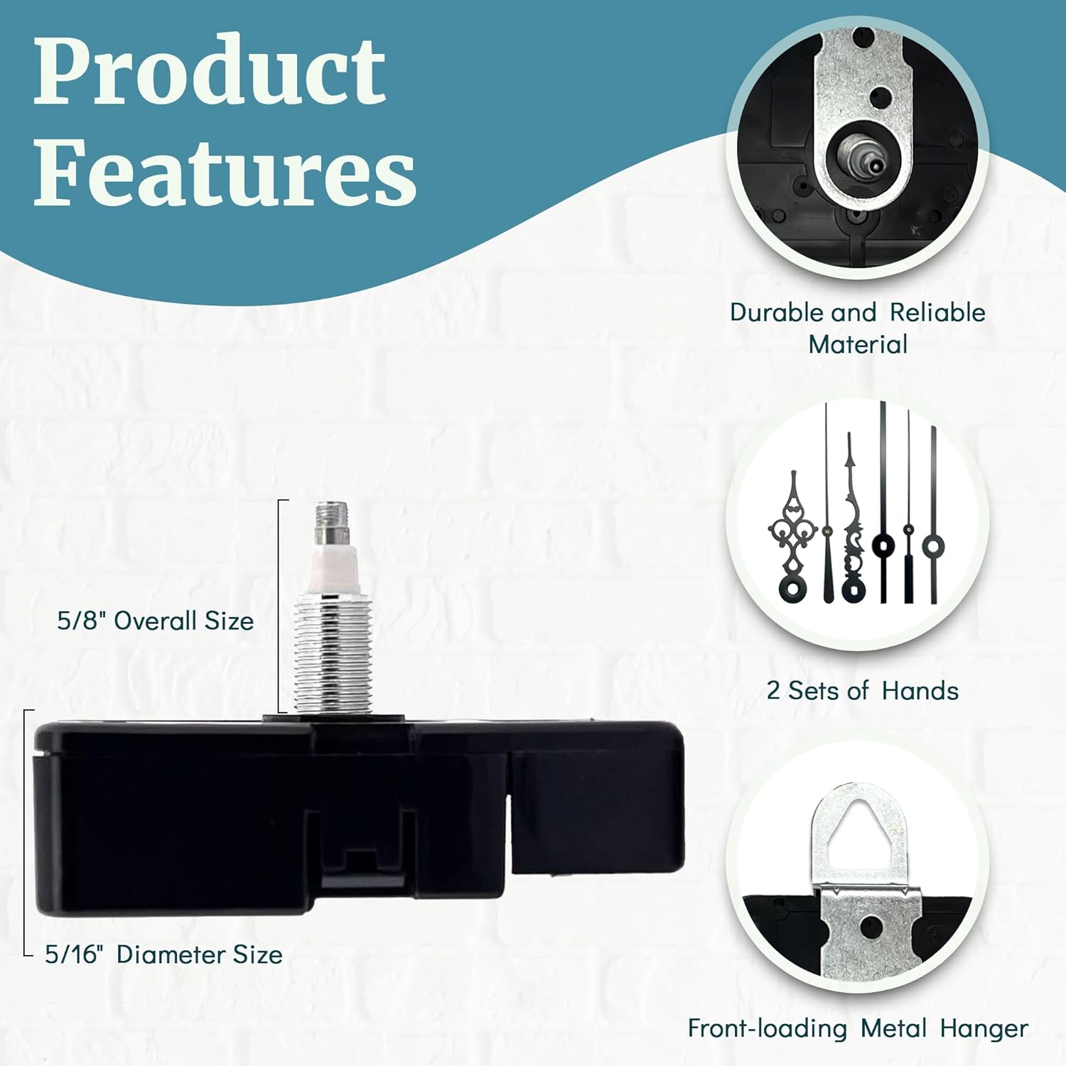 Precision Wall Clock Mechanism Kit - USA Made Black