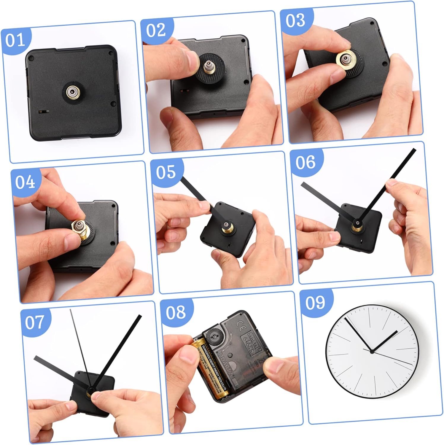 Precision Clock Movement Repair Kit with 8 Replacement Parts