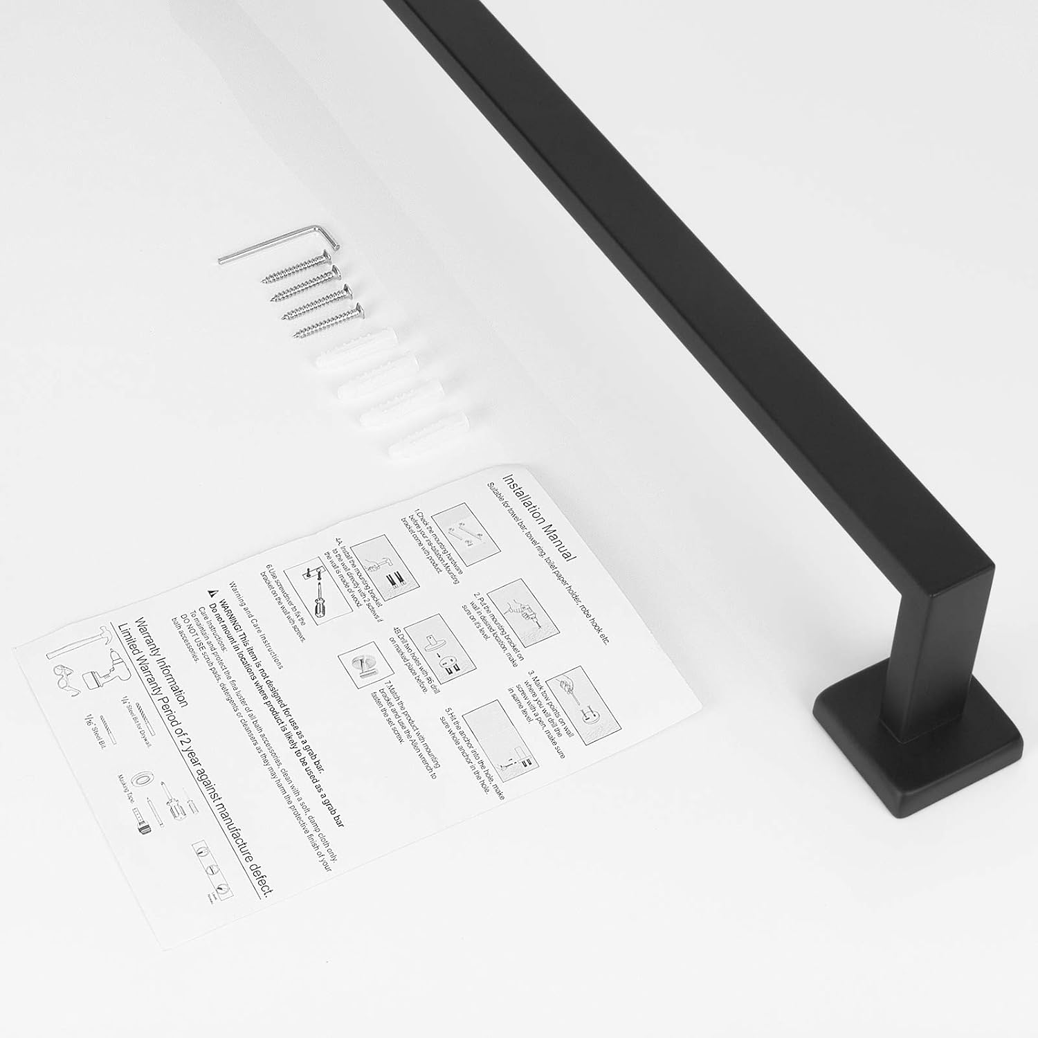 NearMoon Premium Stainless Steel Bath Towel Bar 24-Inch Matte Black