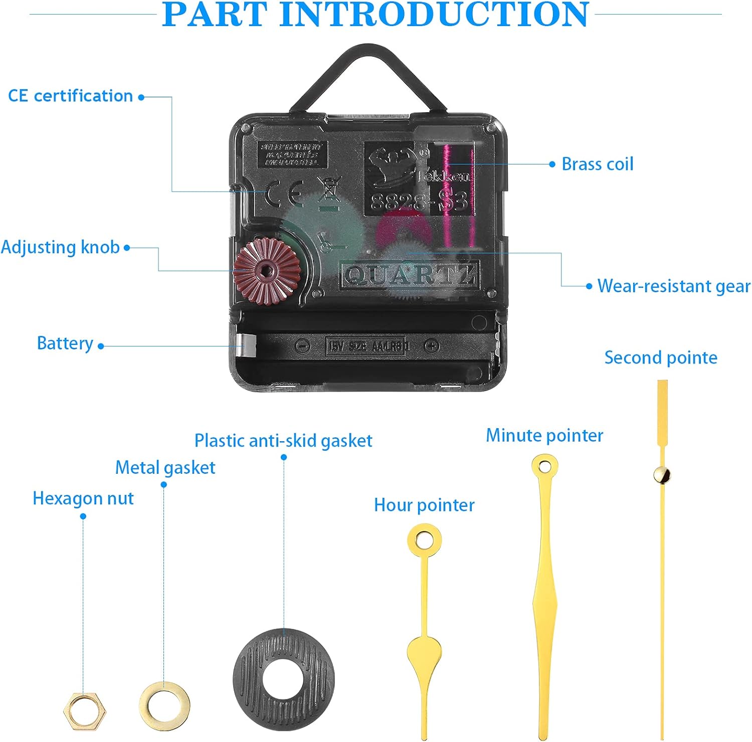 Long-Lasting Precision quartz clock movement with smooth operation
