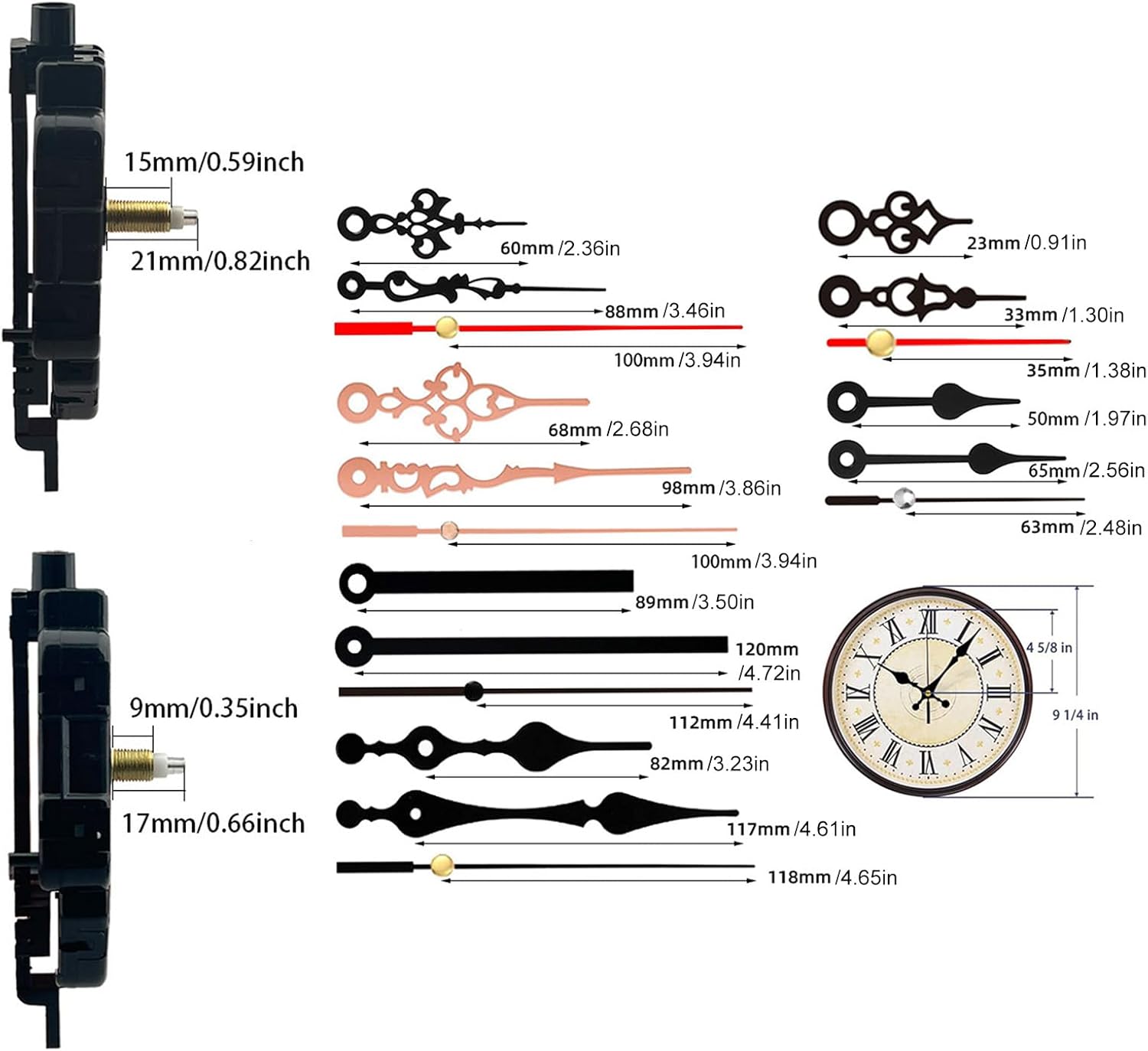 2-Pack Clock Movement Kit with 6 Pairs of Hands
