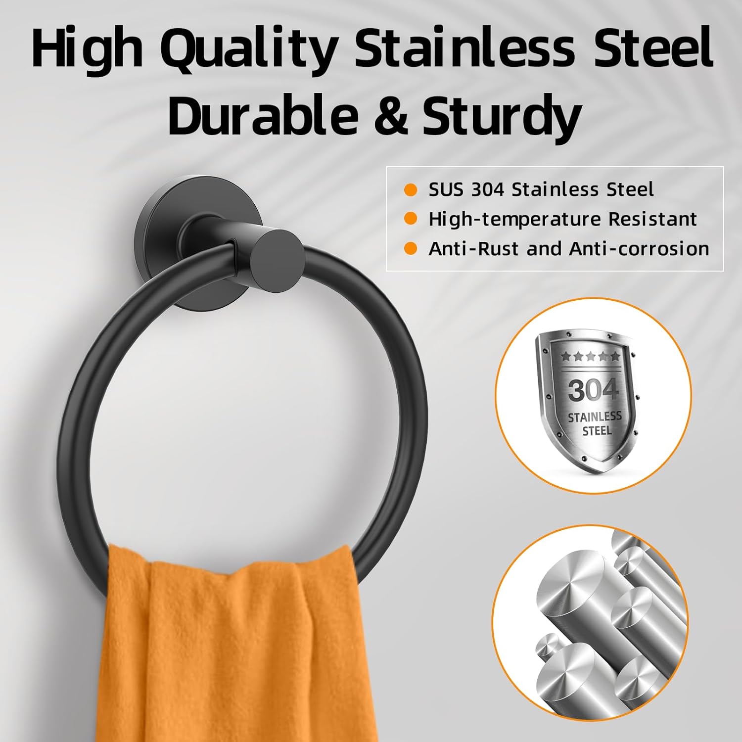 Stainless Steel Matte Black Towel Ring