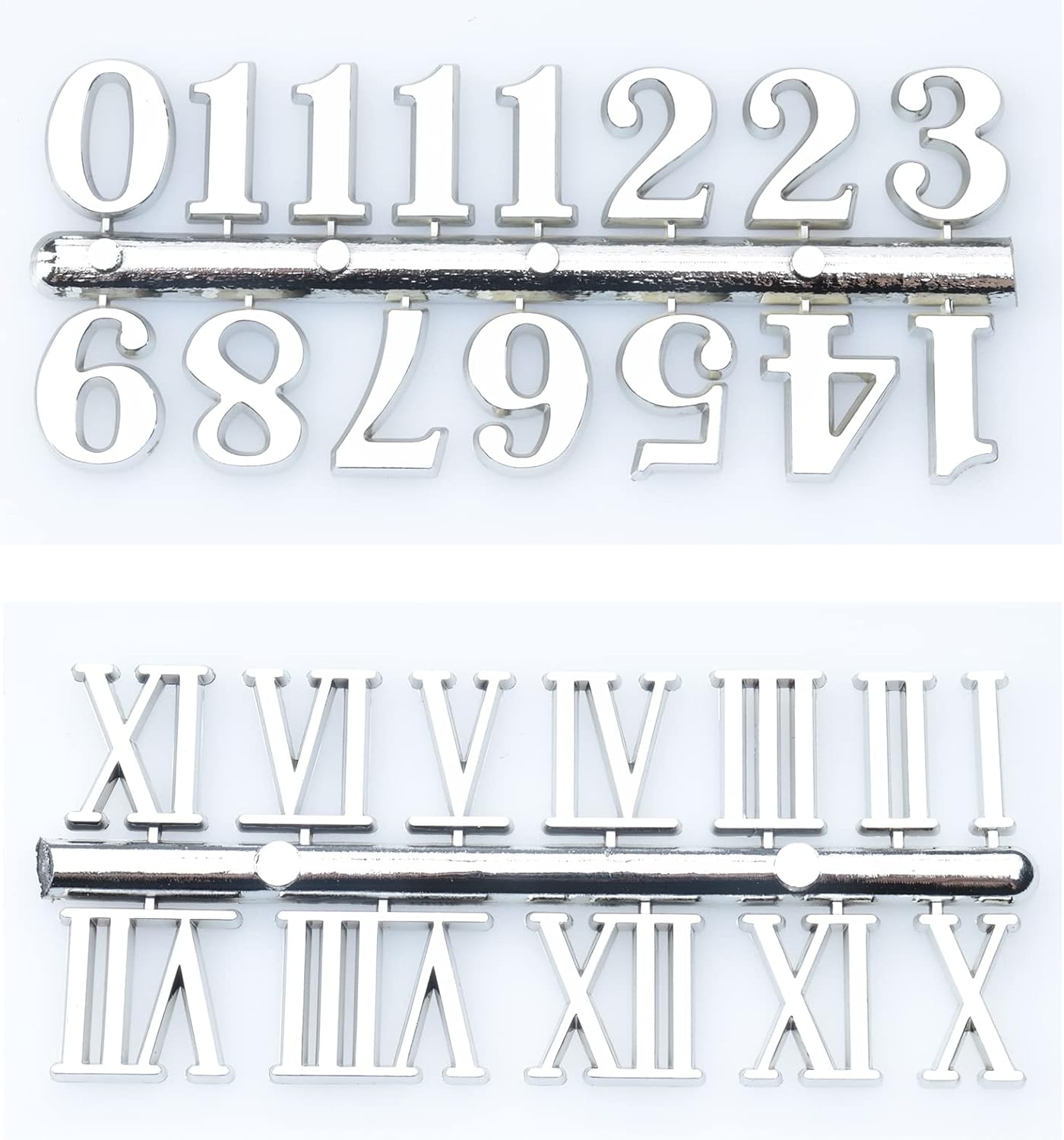 Sowaka 2 Pcs Arabic Roman Clock Numeral Kit Silver