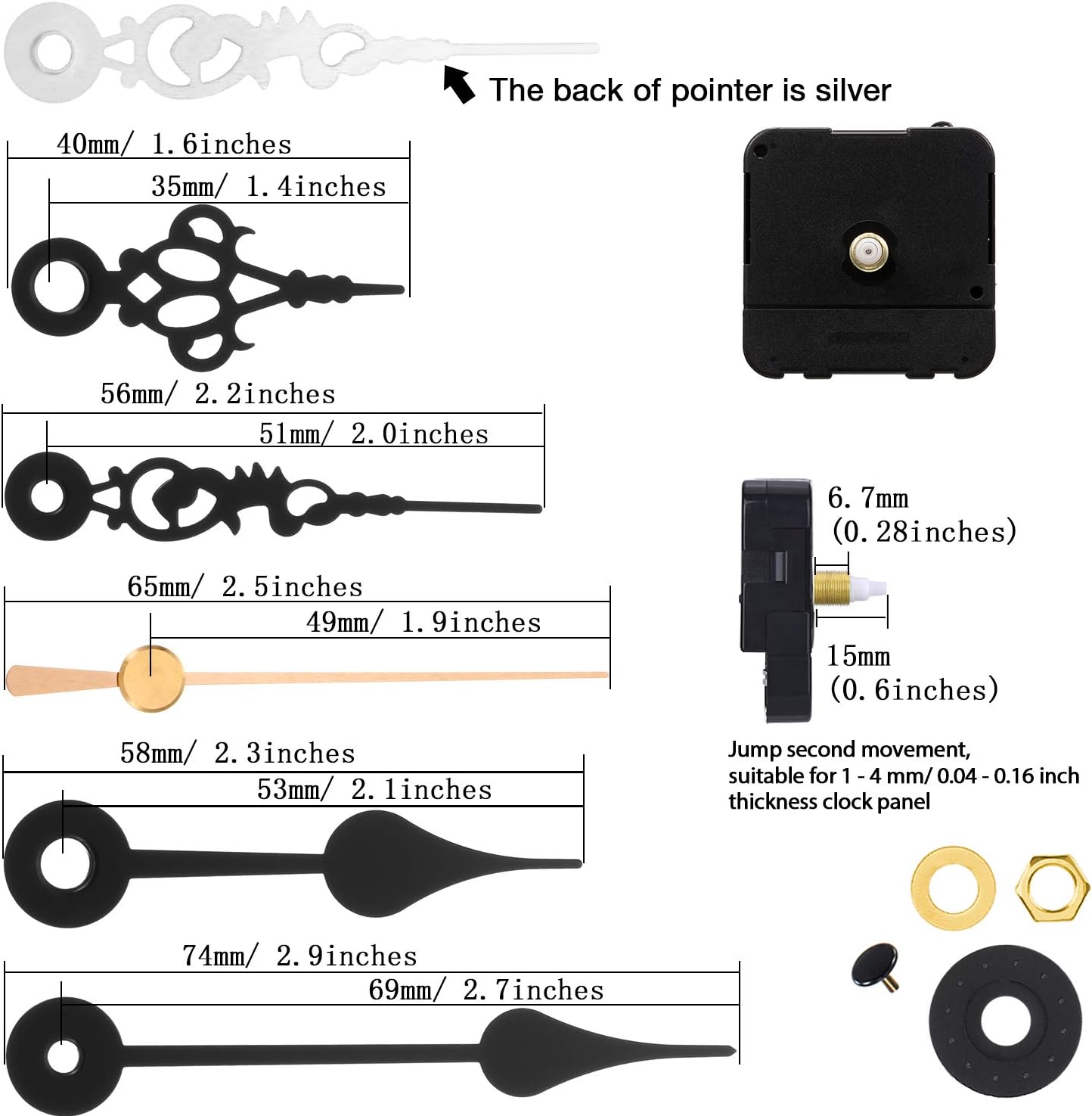Battery Operated Clock Movement Repair Parts