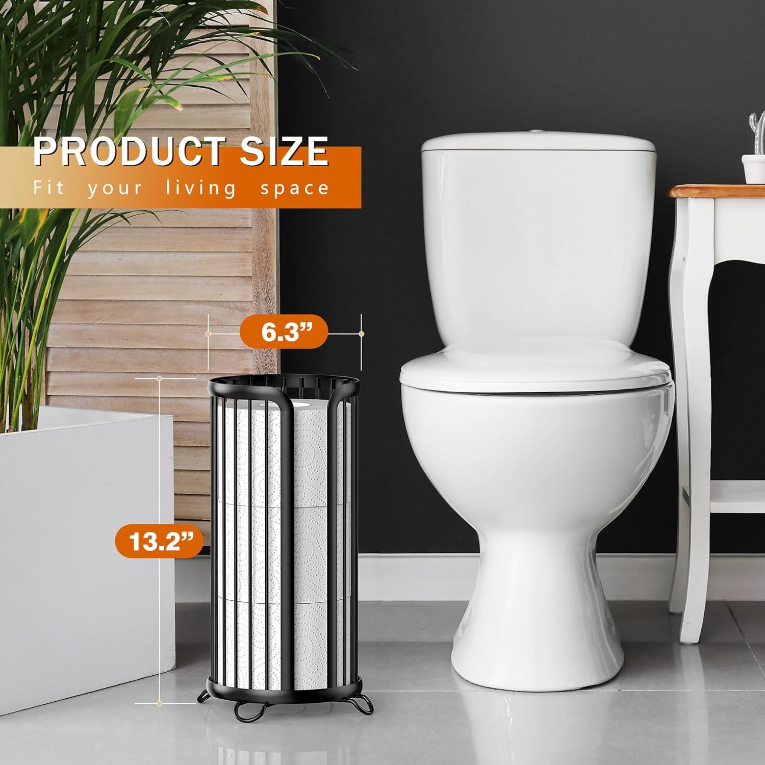 Bunoxea Freestanding Toilet Paper Holder Modern Black