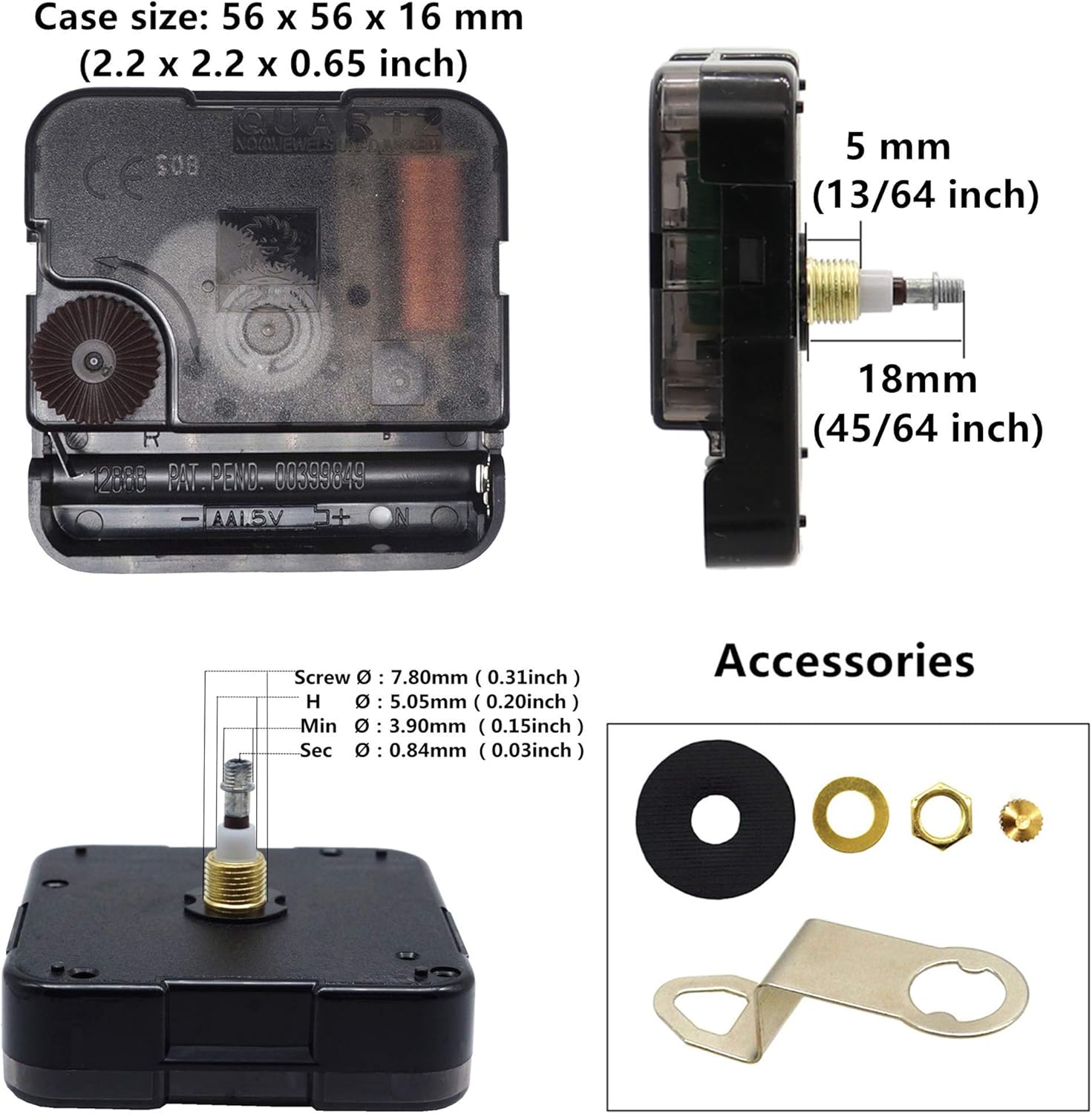 12888 TIKROUND Include Hands Wall Clock Movement