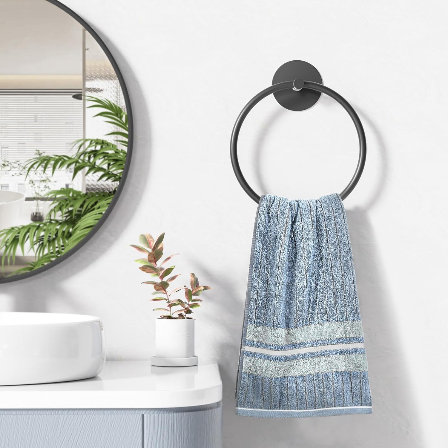 Susswiff Matte Black Stainless Steel Bathroom Towel Holder