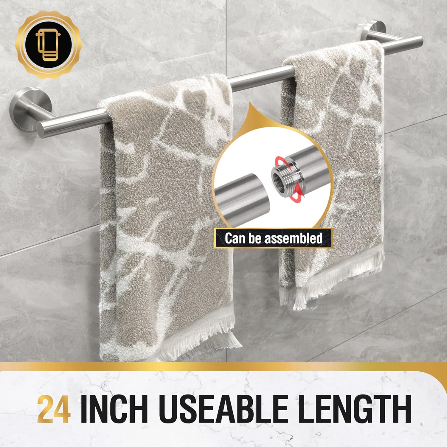 HITSLAM 257-Inch Brushed Nickel Towel Bar