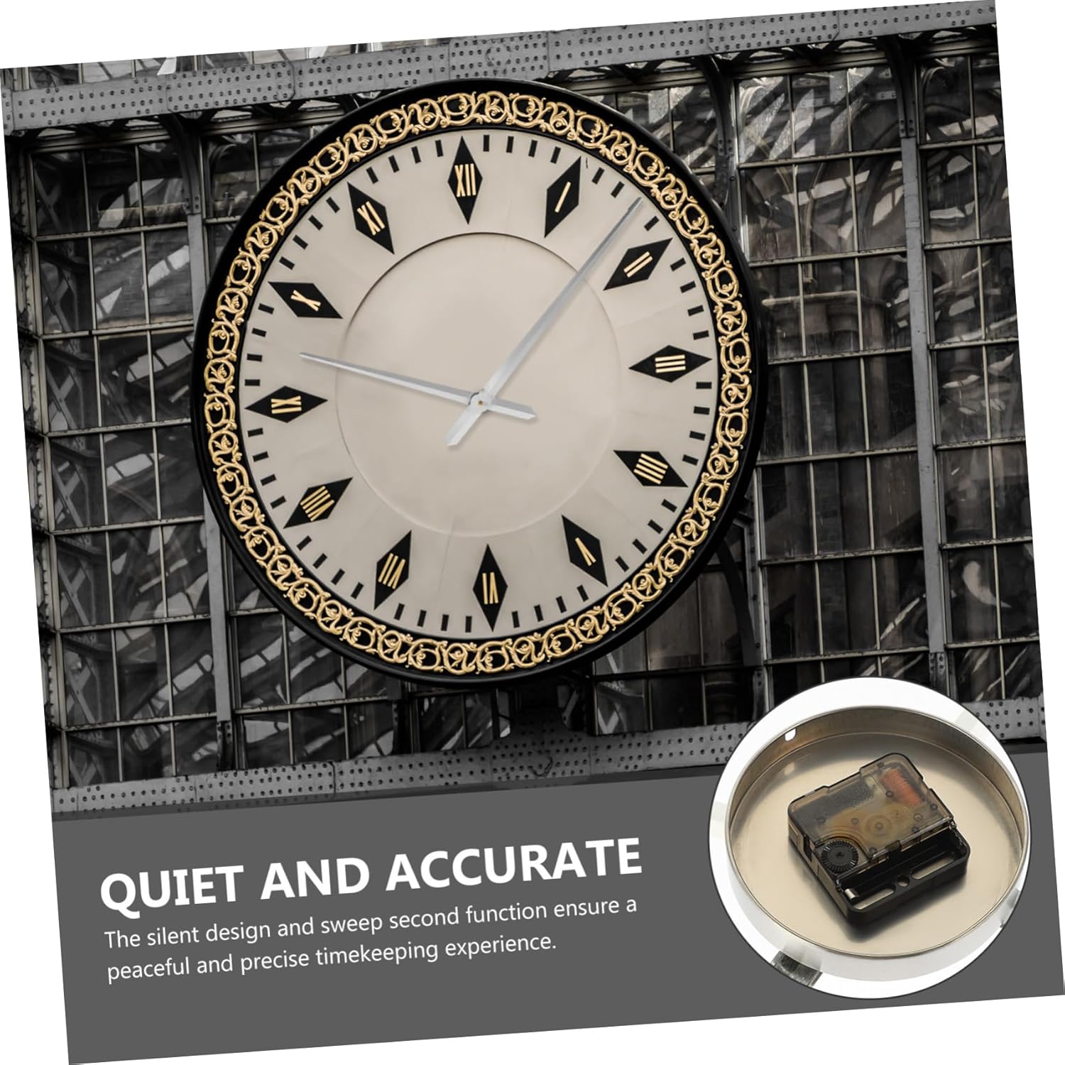 LIFKICH Metal Silent Clock Movement with Cross-Stitch