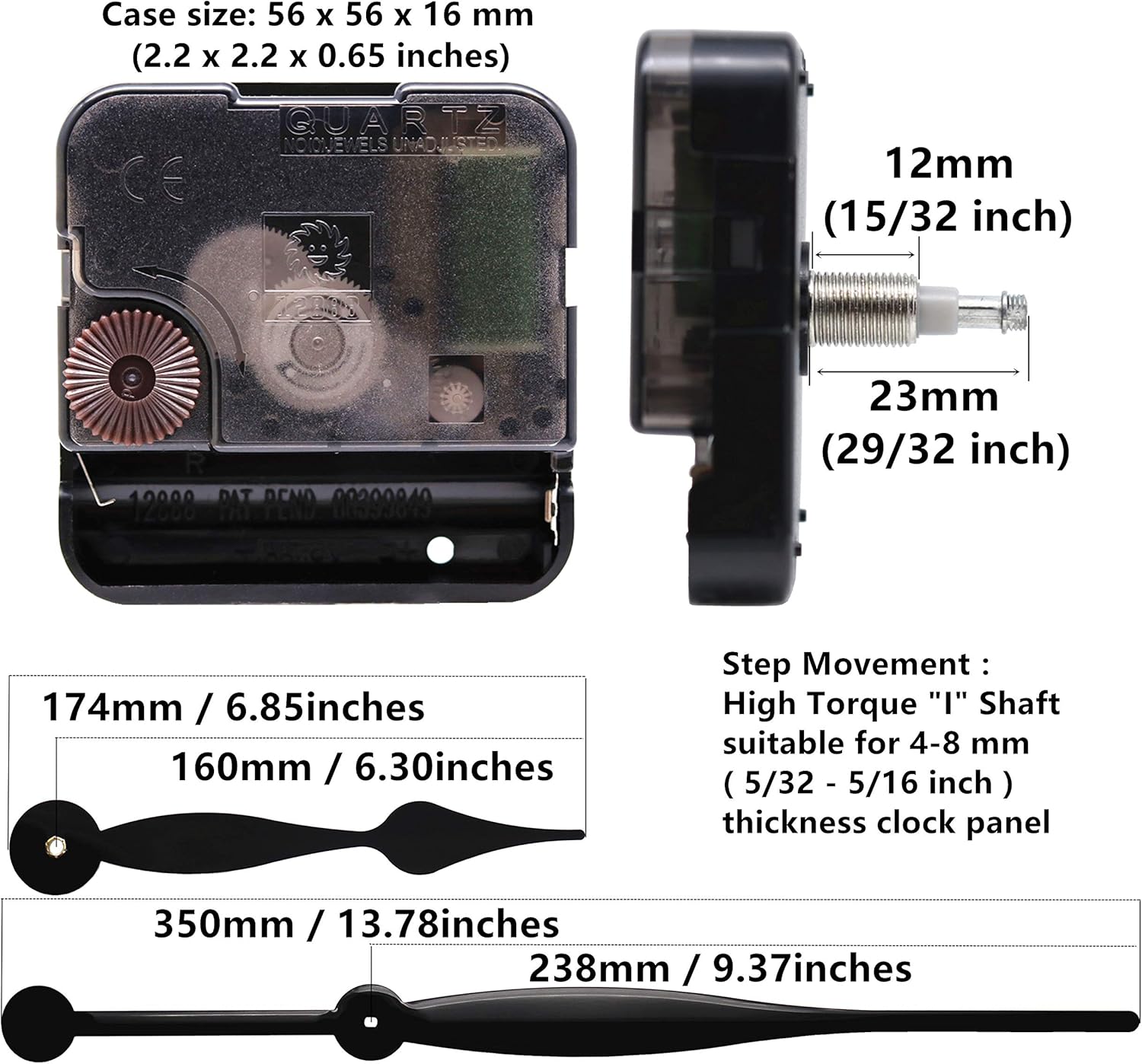 High Torque Quartz Clock Movement Replacement