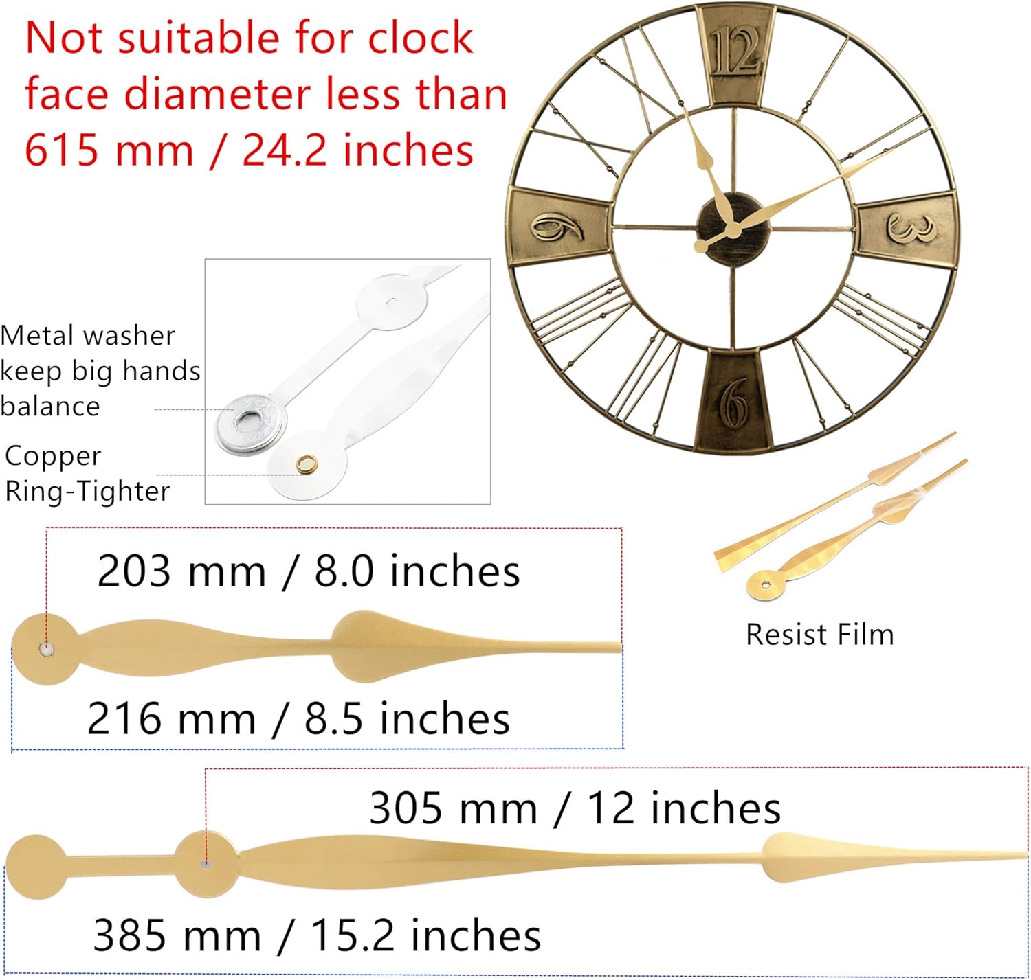 TIKROUND Youngtown 12888 Clock Movement Mechanism with 12-Inch Long Shaft