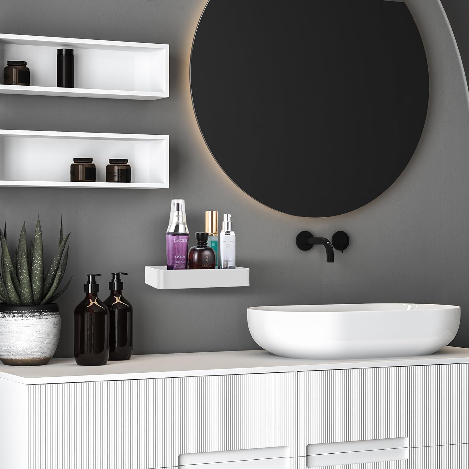 Z Metnal Rust-Resistant Floating Wall Organizer for Bathrooms