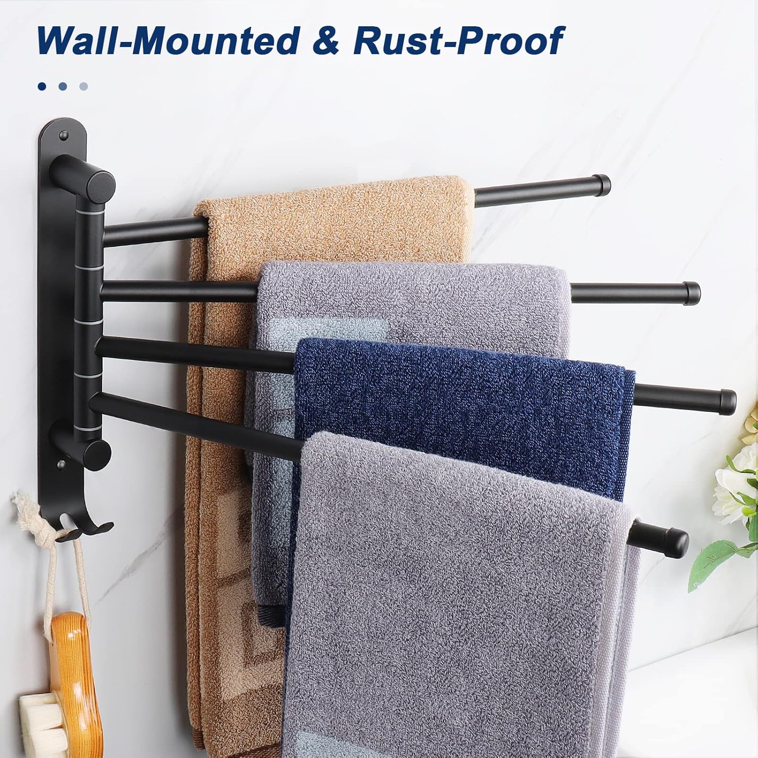 Sturdy 4-Arm Swivel Towel Rack for Bathroom Kitchen
