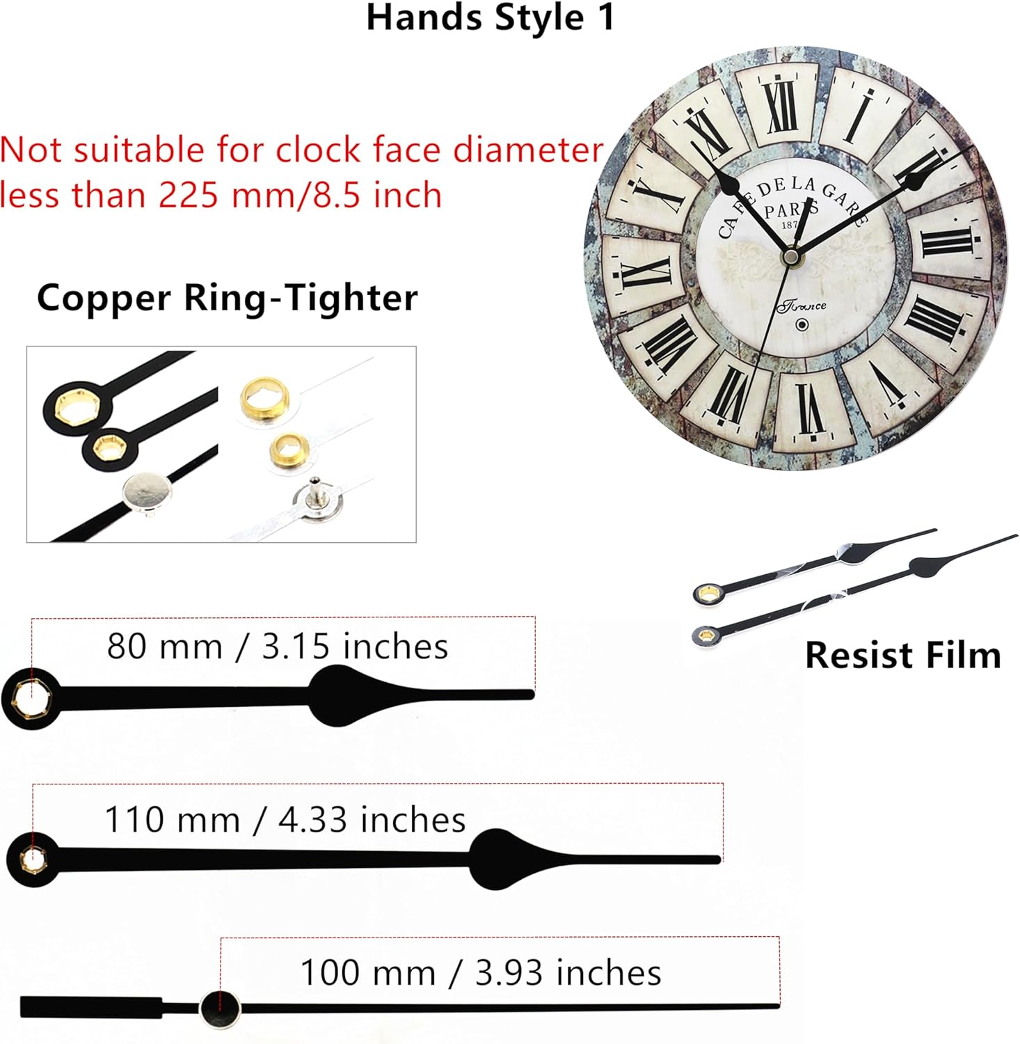 Versatile Pendulum Clock Movement with 3 Replacement Hands