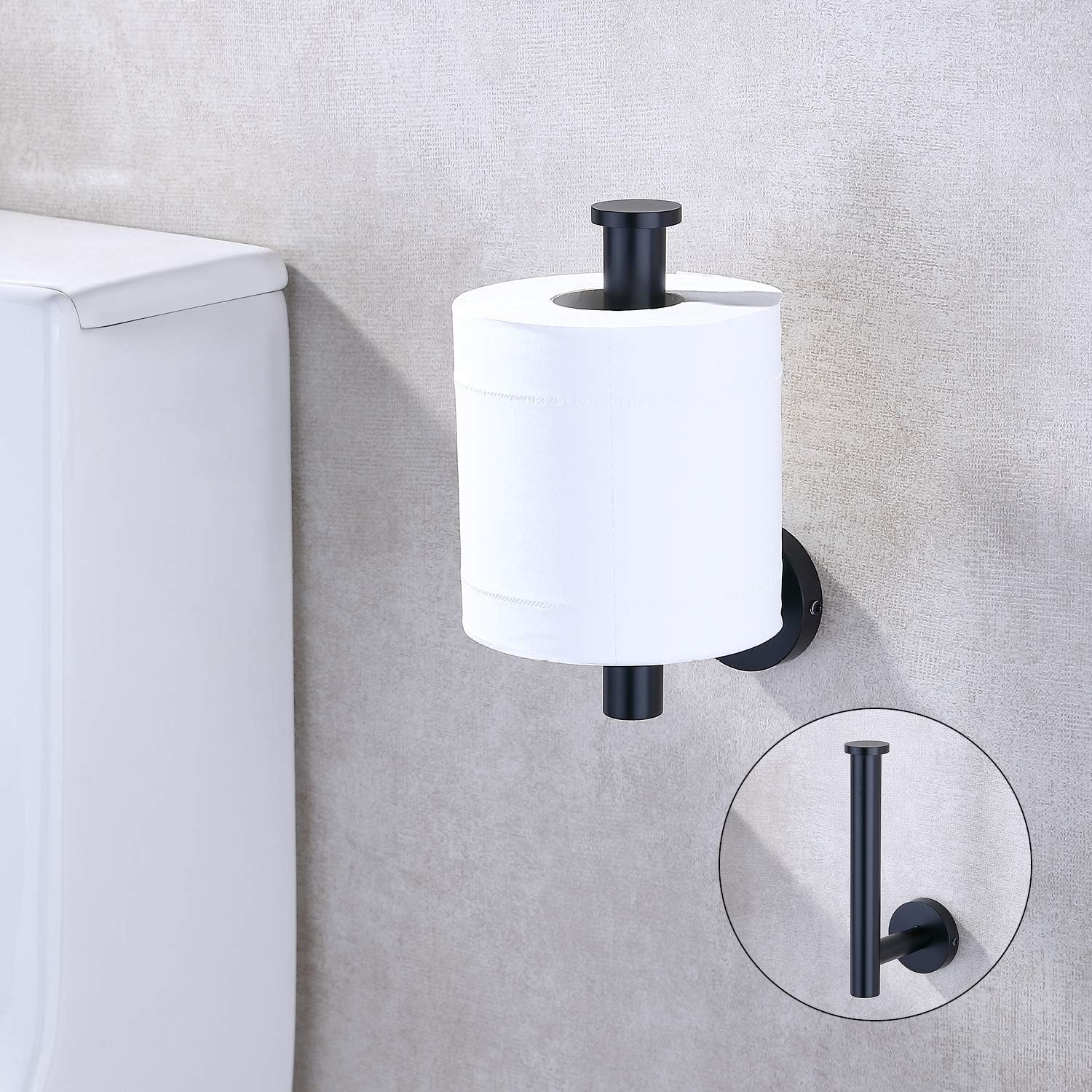 TASTOS Matte Black Stainless Steel Toilet Paper Holder