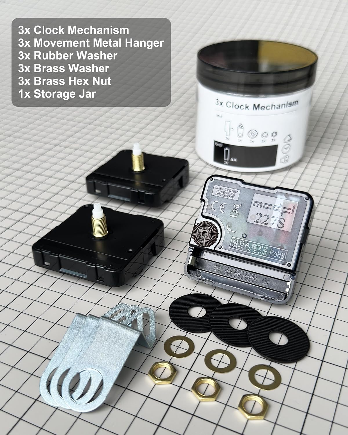 Black Modern Arm Clock Kit 11mm Motor Set