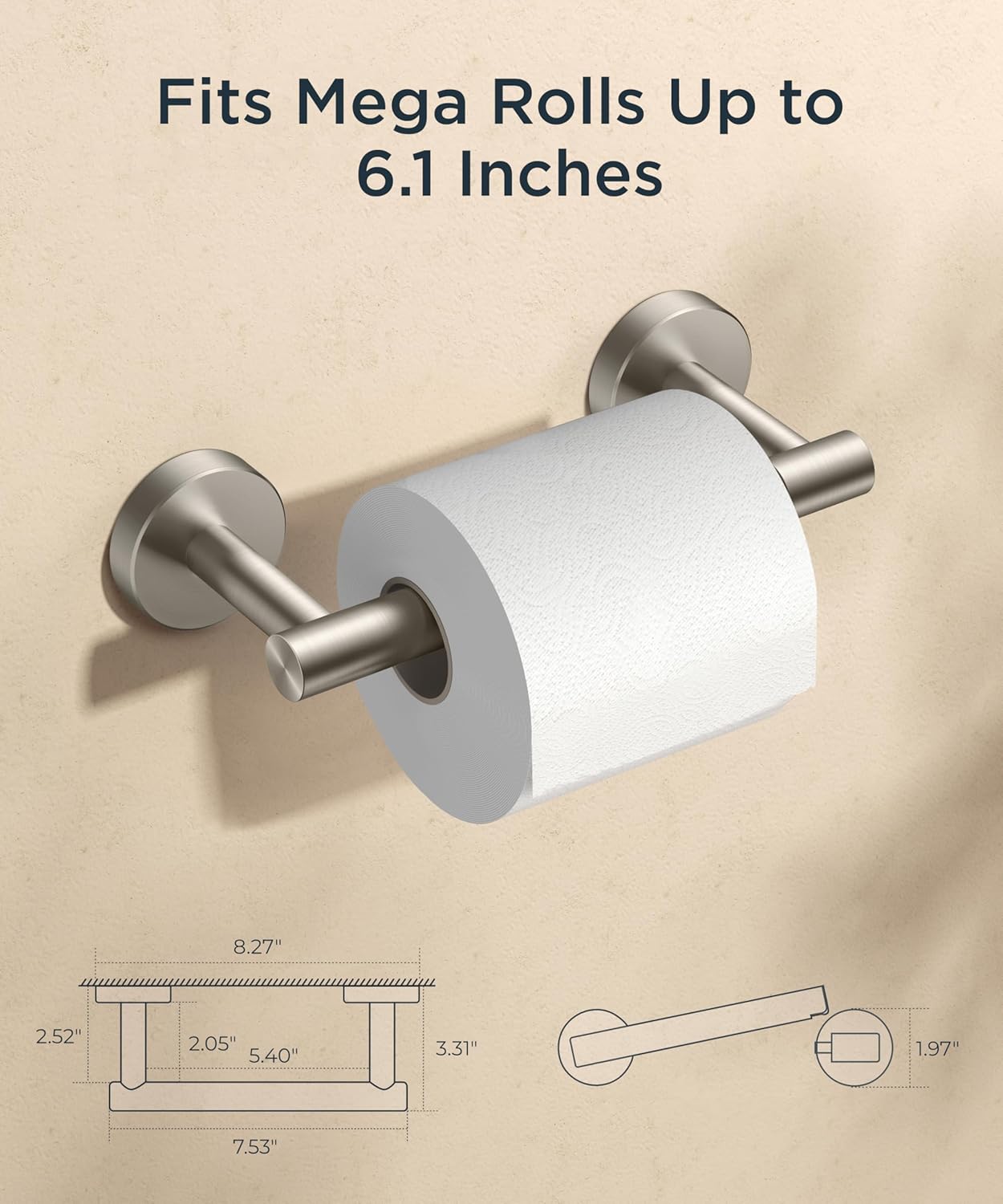 FORIOUS Stainless Steel Toilets Paper Holder with 25lb Capacity 61-inch Diameter