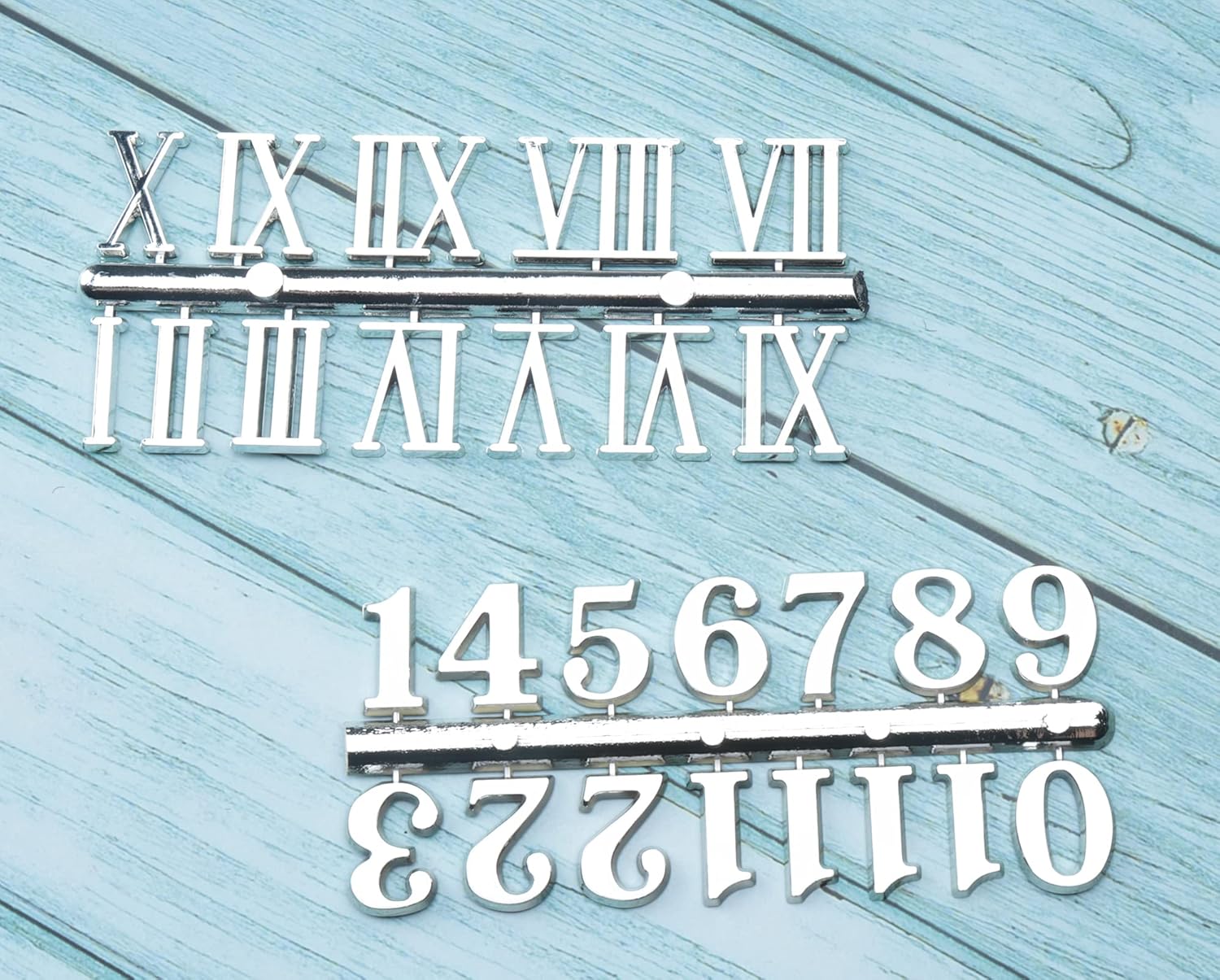 Sowaka 2 Pcs Arabic Roman Clock Numeral Kit Silver