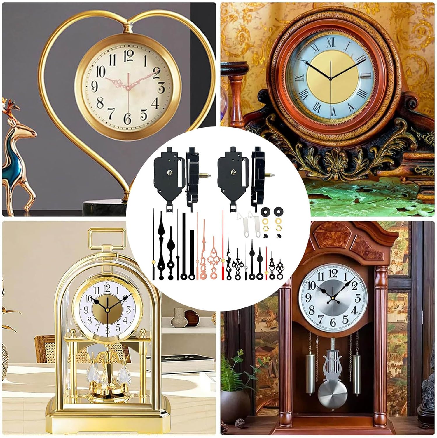 2-Pack Clock Movement Kit with 6 Pairs of Hands