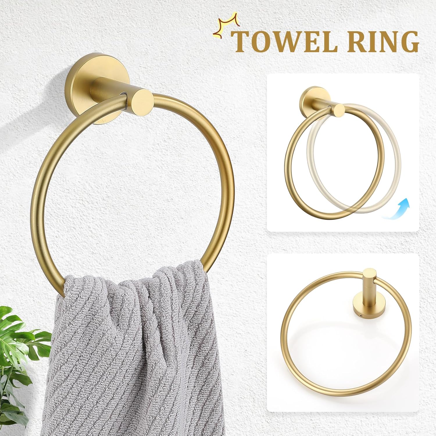 TURS Brushed Gold Bath Towel Bar Set