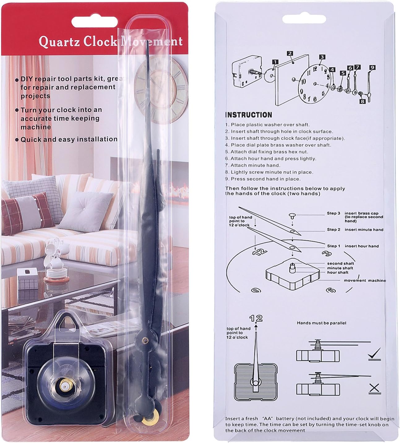 Premium Replacement Parts for Quartz Clocks LongHANDS SPADE HANGER Model Number