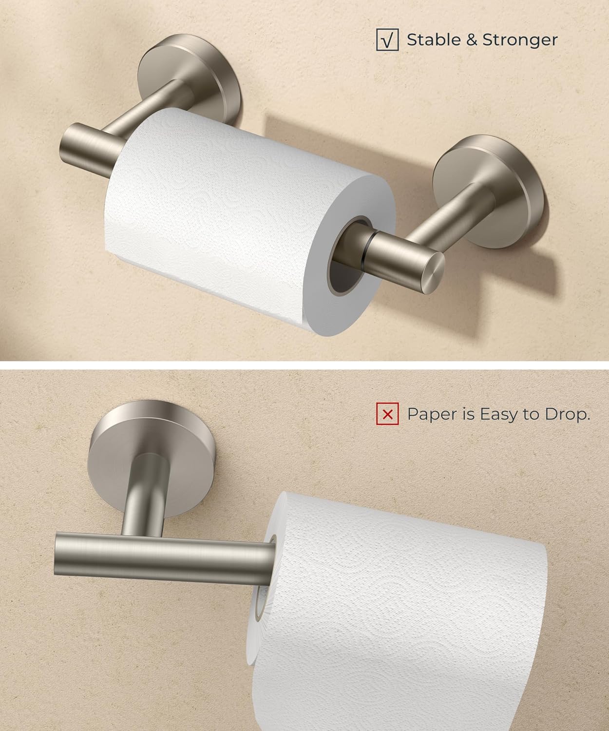 FORIOUS Stainless Steel Toilets Paper Holder with 25lb Capacity 61-inch Diameter