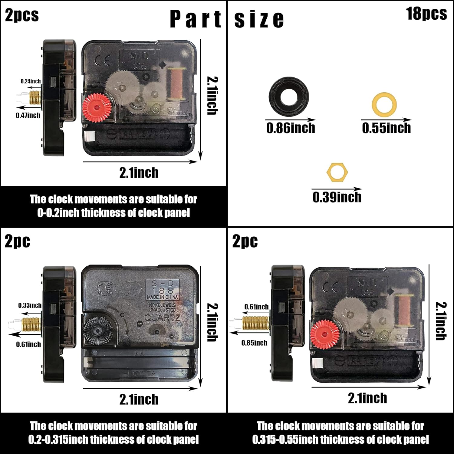 6-Piece High-Torque Quartz Clock Mechanism Kit