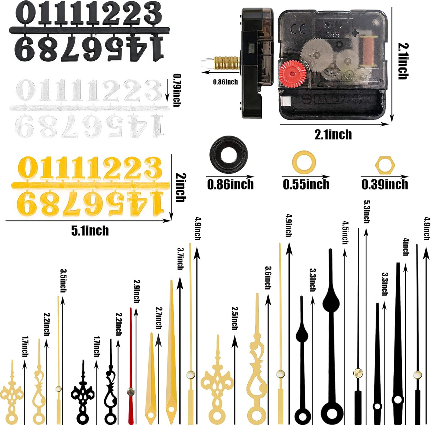 Precision quartz wall clock mechanism kit for DIY repairs