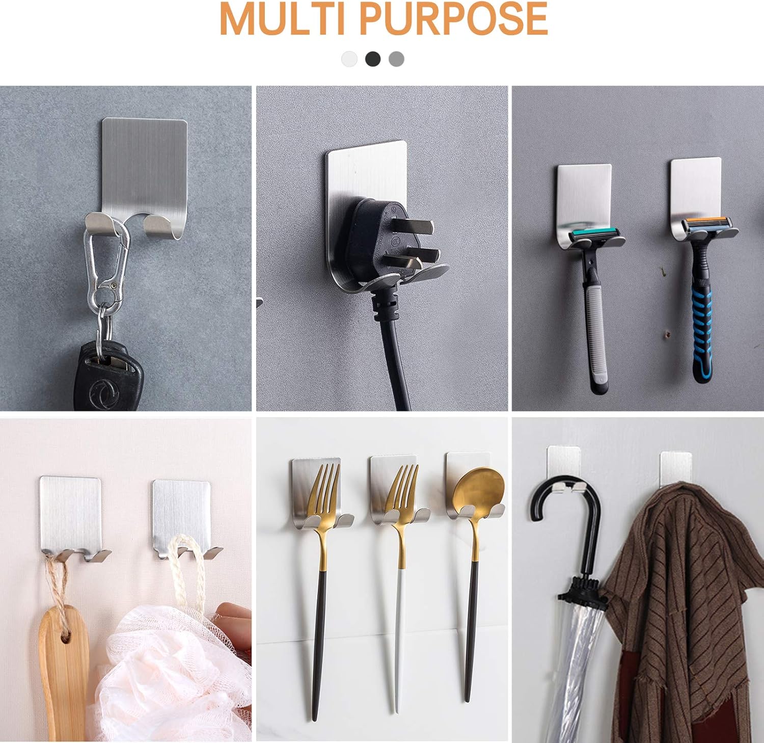 Dual Stainless Steel Razor Hangers for Bath Kitchen
