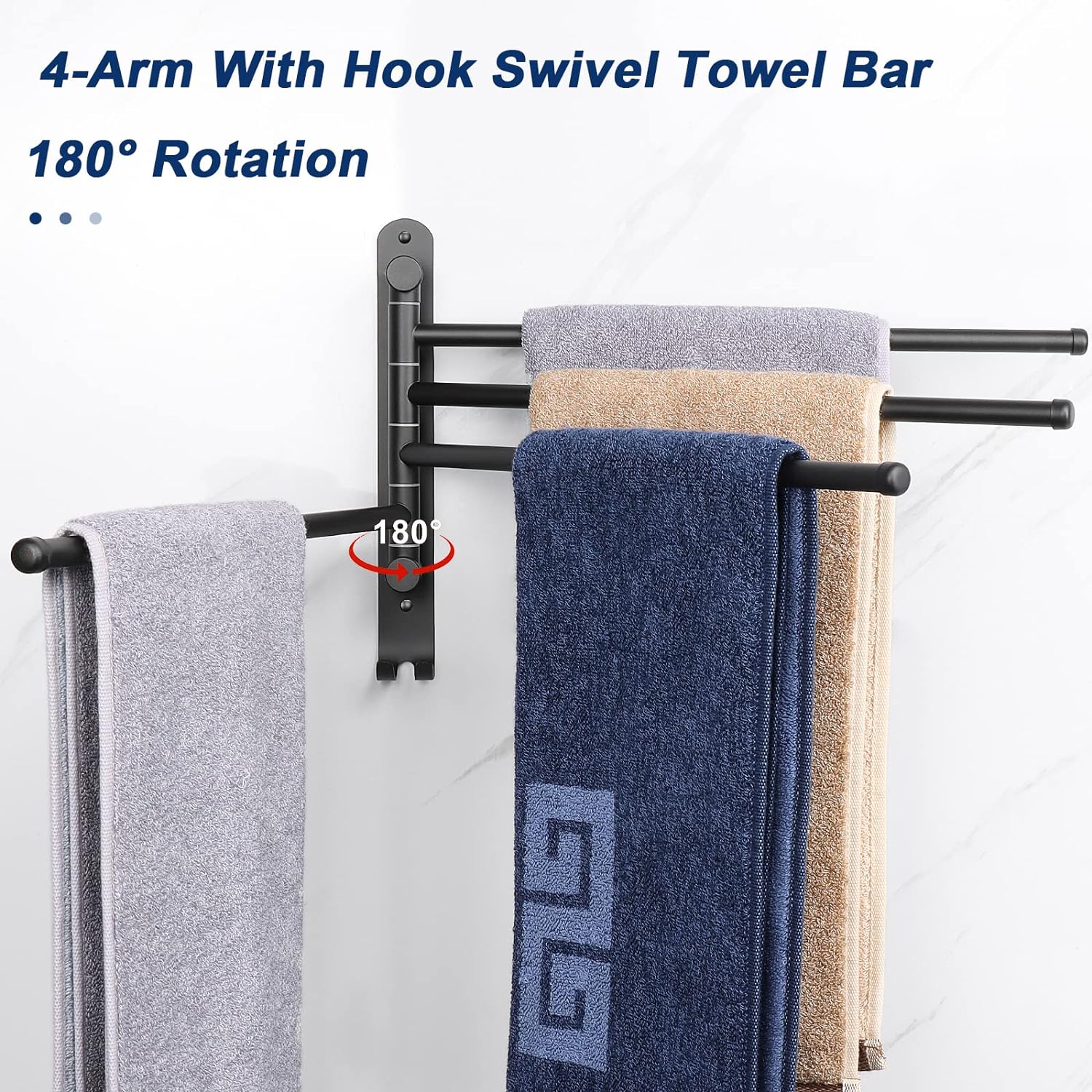 Sturdy 4-Arm Swivel Towel Rack for Bathroom Kitchen
