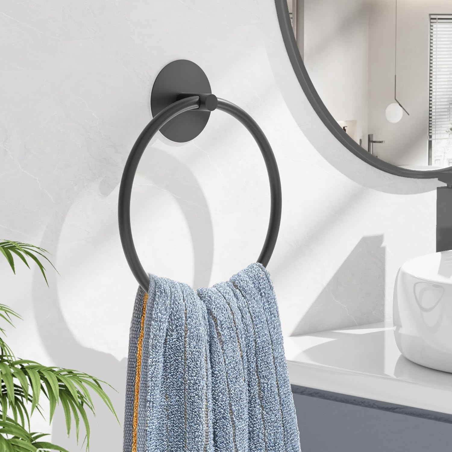 Susswiff Matte Black Stainless Steel Bathroom Towel Holder