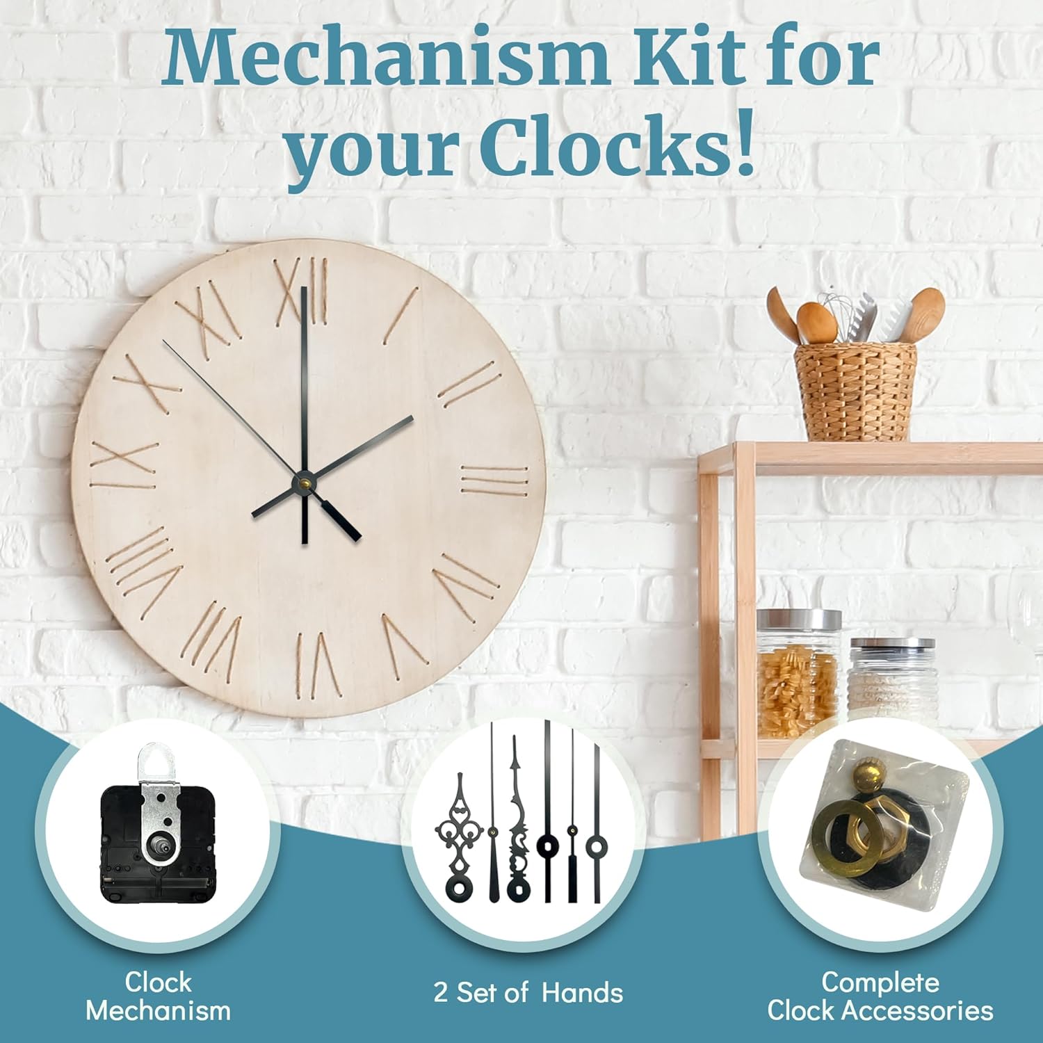 Precision Wall Clock Mechanism Kit - USA Made Black