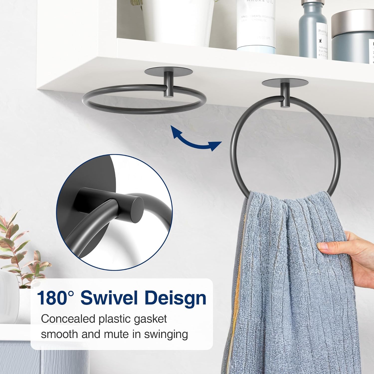 Susswiff Matte Black Stainless Steel Bathroom Towel Holder