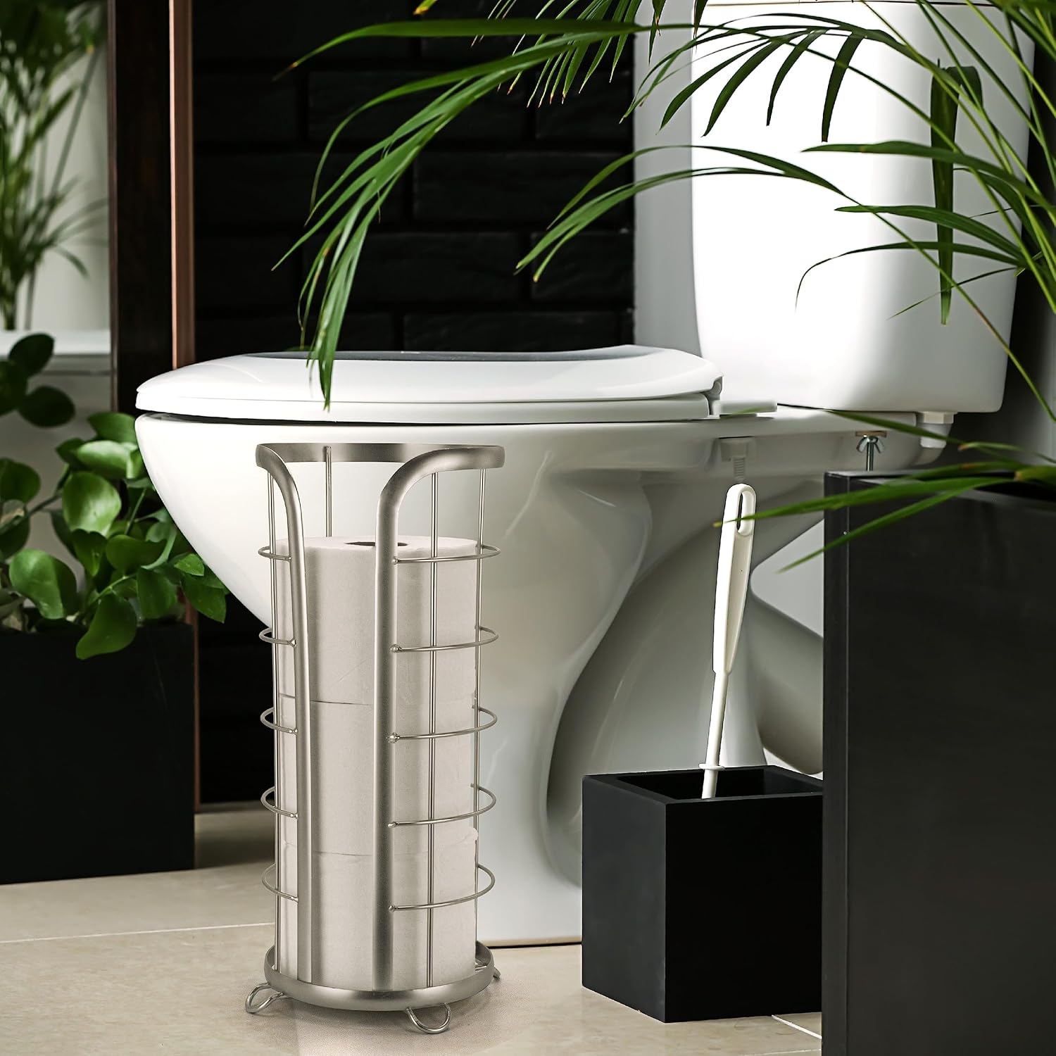 HOLD MEGA ROLLS Nickel Toilet Paper Holder