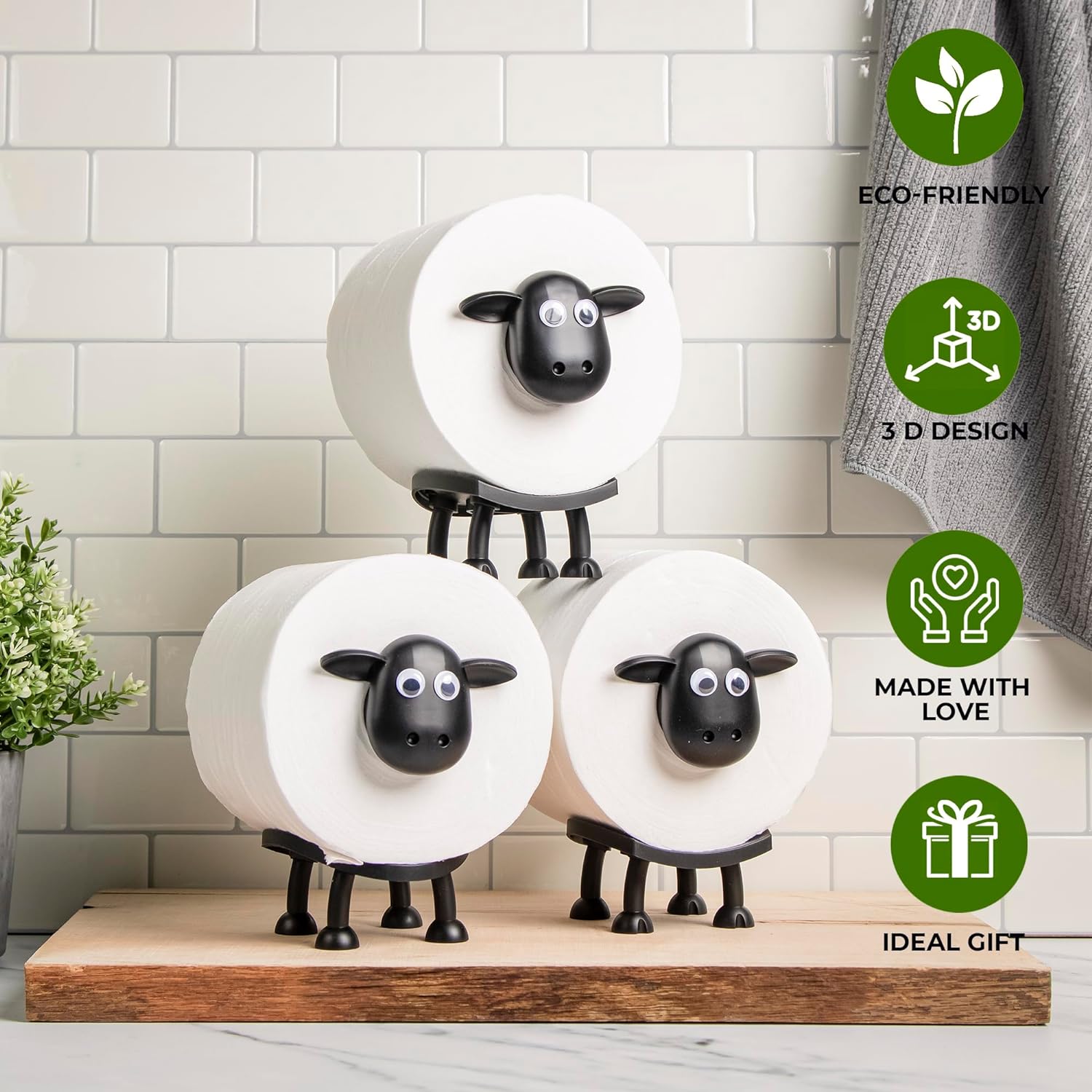 party 3D printed cool sheep toilet paper holder set for bathroom