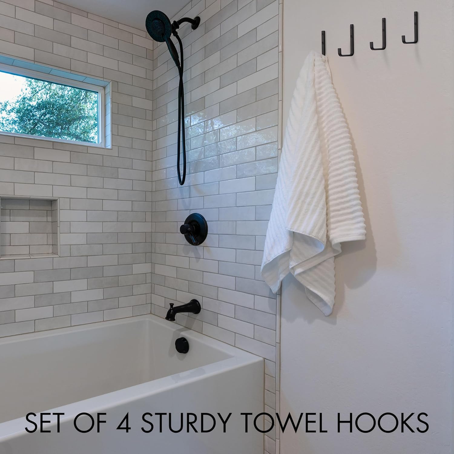 Stylish Matte Black Bathroom Towel Hangers