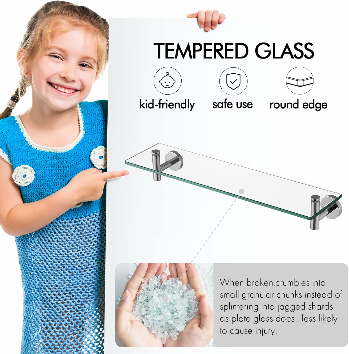 KES Premium Tempered Glass Shelf for Bathroom
