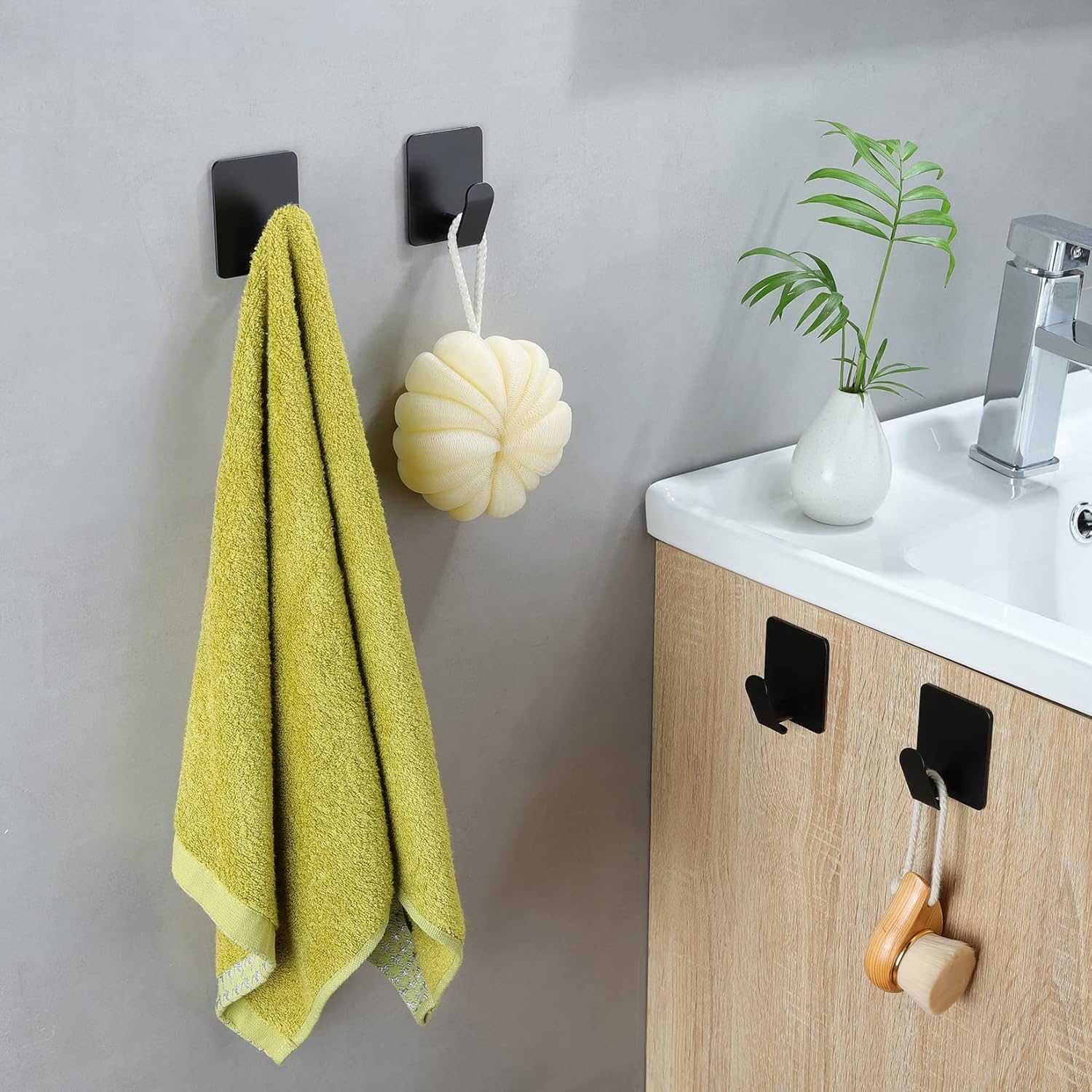 Taozun Adhesive Towel Hooks 4-Pack Stainless Steel Rust and Oil Proof